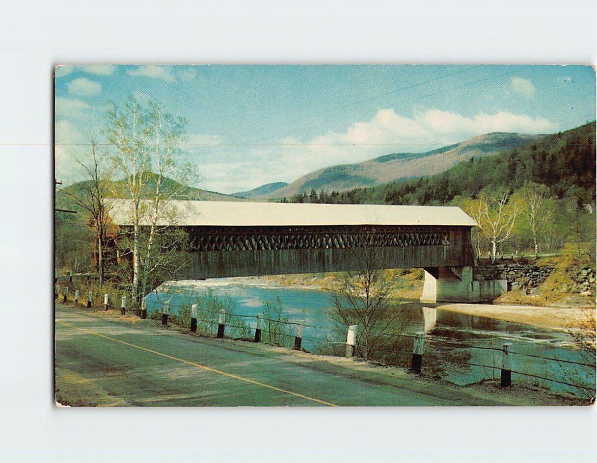 Postcard Covered Bridge over the Scenic Pemigewasset River Woodstock NH USA