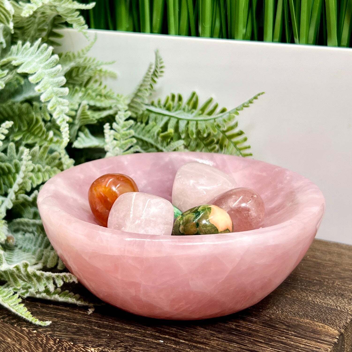 Rose Quartz Pink Round Bowl Healing Crystal Carving 722g