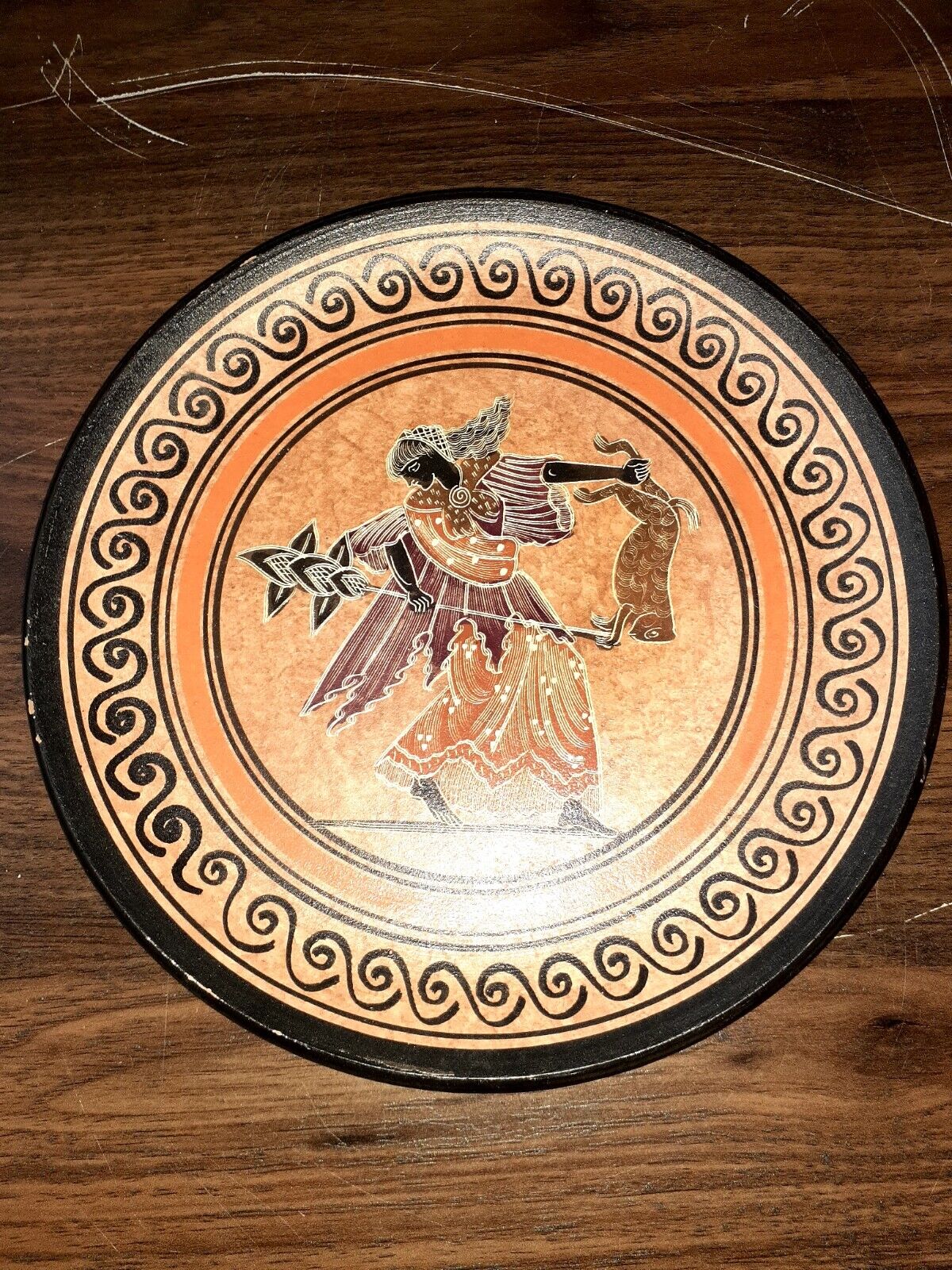 Vintage Handmade Decorative Clay Greek Plate