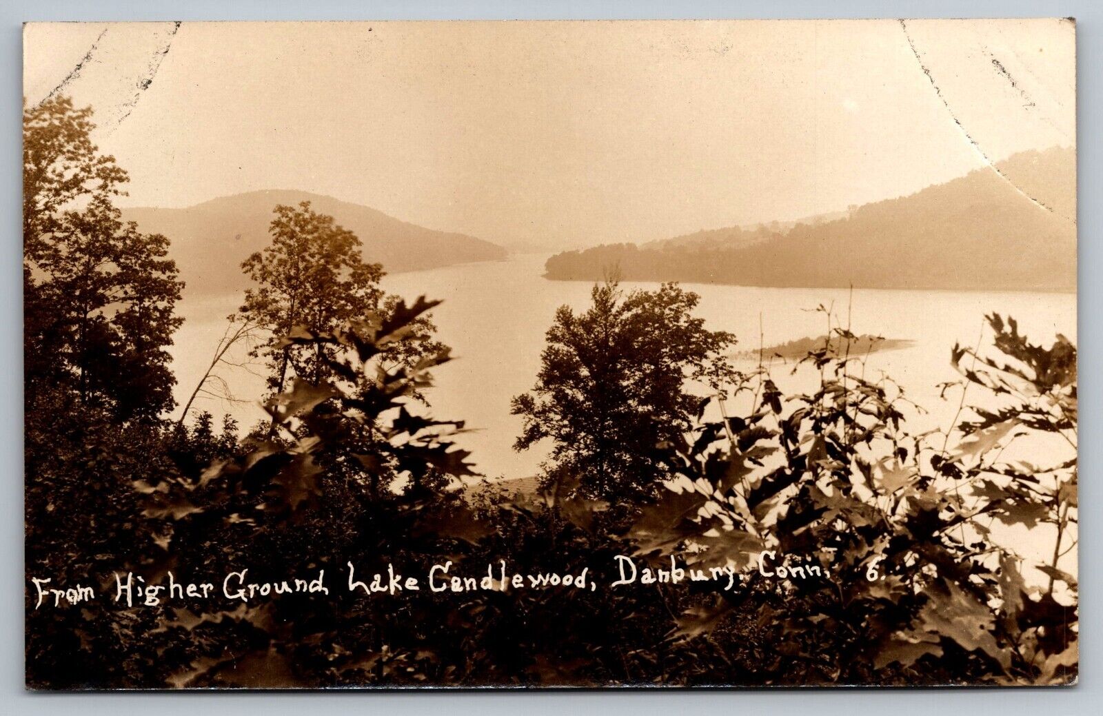 From Higher Ground. Lake Candlewood. Danbury CT Real Photo Postcard. RPPC