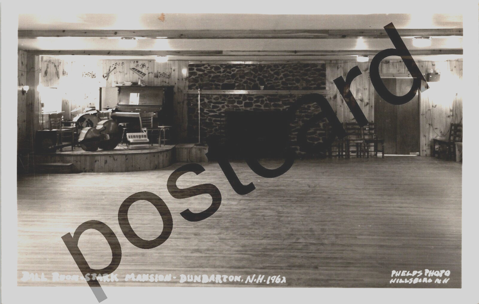 1962 DUNBARTON NH, Ball Room, Stark Mansion, Phelps Photo RPPC postcard jj284