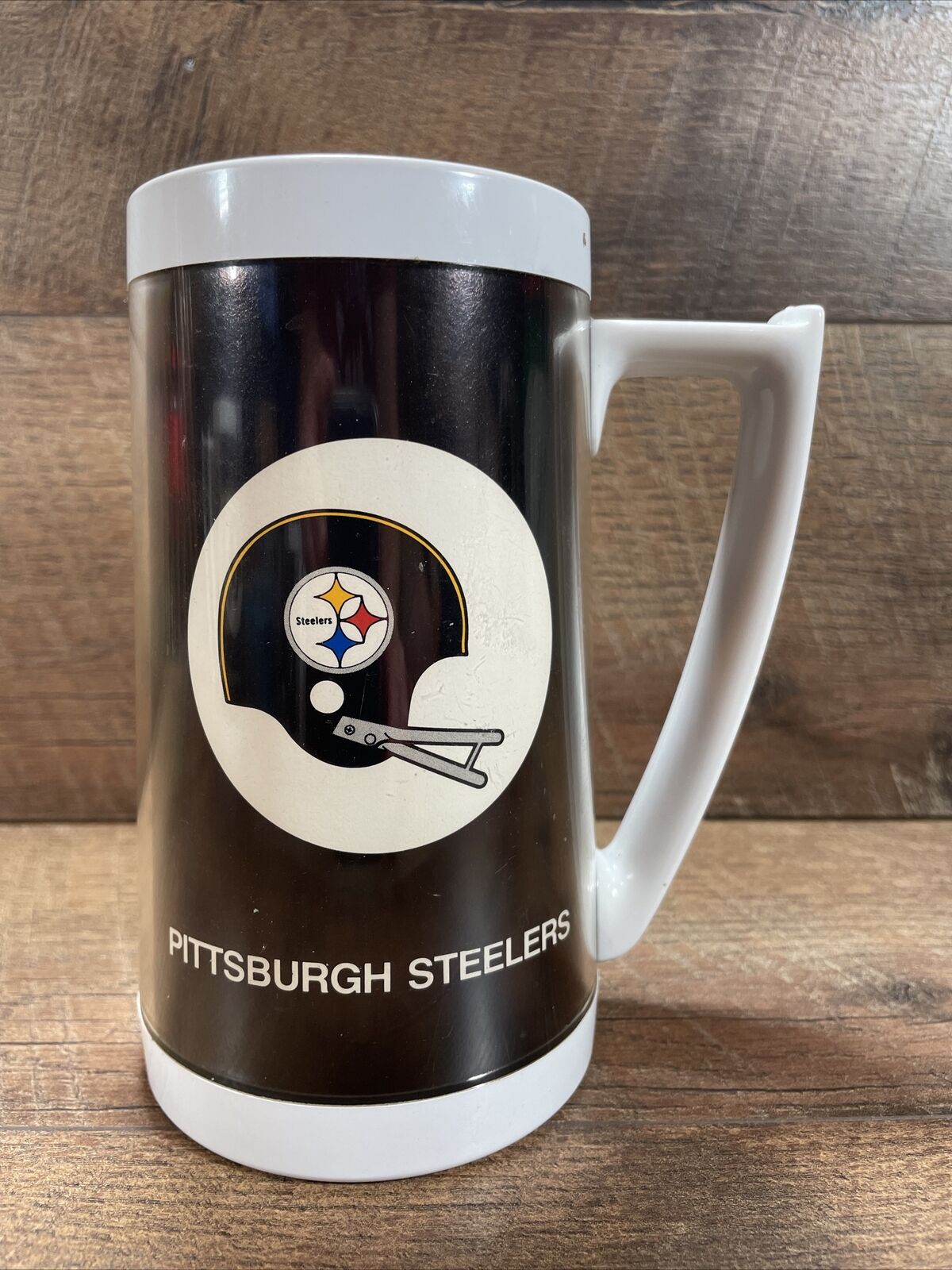 Vintage 1970’s Pittsburgh Steelers Thermo-Serv Plastic Mug Stein Beer Helmet