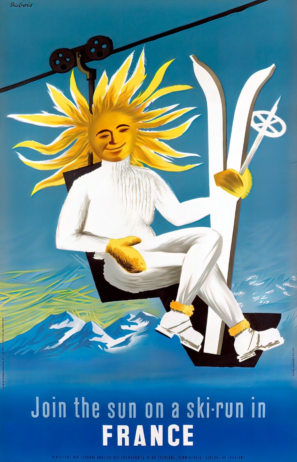 Join the sun on a ski run litho posters..Dubois artist circa 1955.