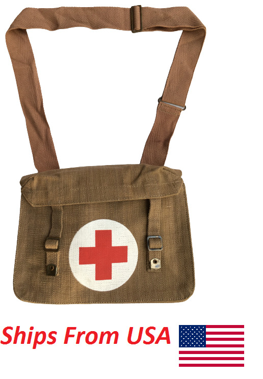 WWII British Army Canvas Medic Shoulder Messenger Bag KHAKI