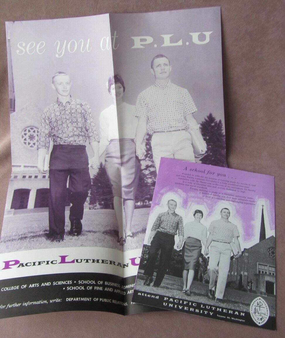 Vtg 1960 Pacific Lutheran University Tacoma WA Promotional Brochure & Poster 