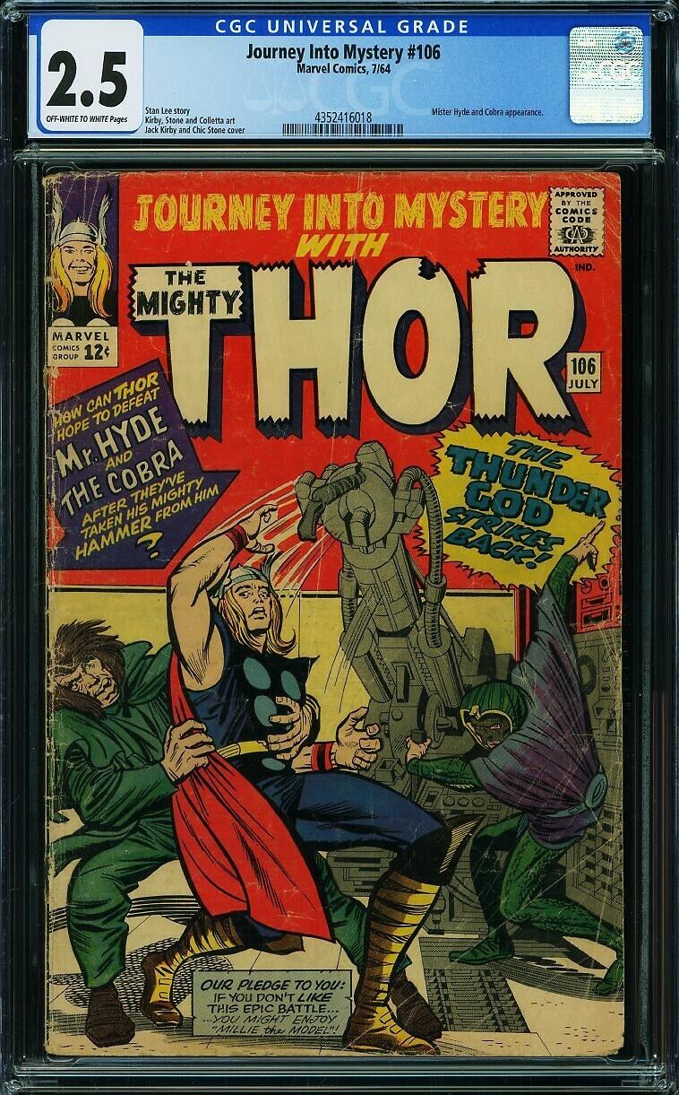 JOURNEY INTO MYSTERY #106  Affordable Early Thor CGC 2.5     4352416018