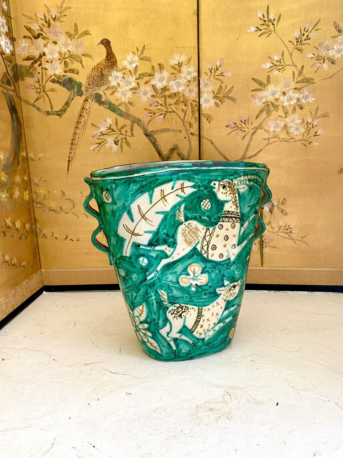 Amalfi Italy Signed Vintage Mid Century Ceramic Vase M. Dilieto One of a Kind