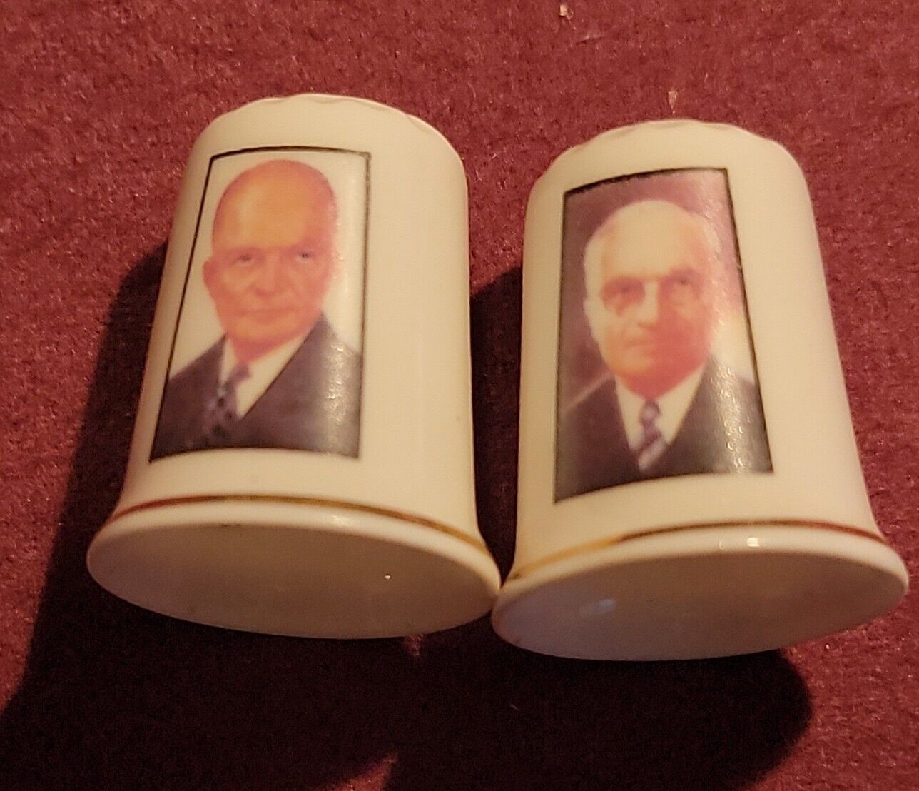 2 Vintage Birchcroft Fine Bone China Presidential Thimbles Made In Great Britain