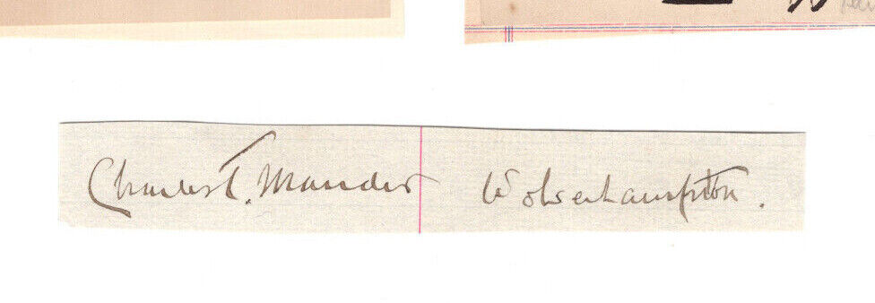 Charles Tertius Mander (1852-1929) Signed Clip / Philanthropist Autographed