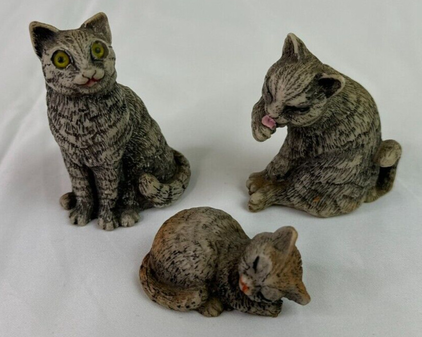 Lot of 3 Vintage A. Lucchesi FARO Dad Mom Cat Kitten Family Figurines Italian