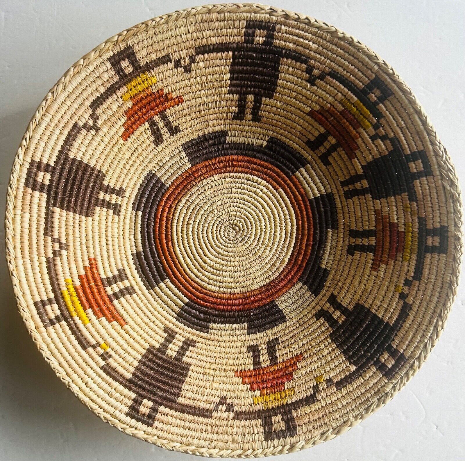 Southwestern style, large shallow handwoven basket 13\