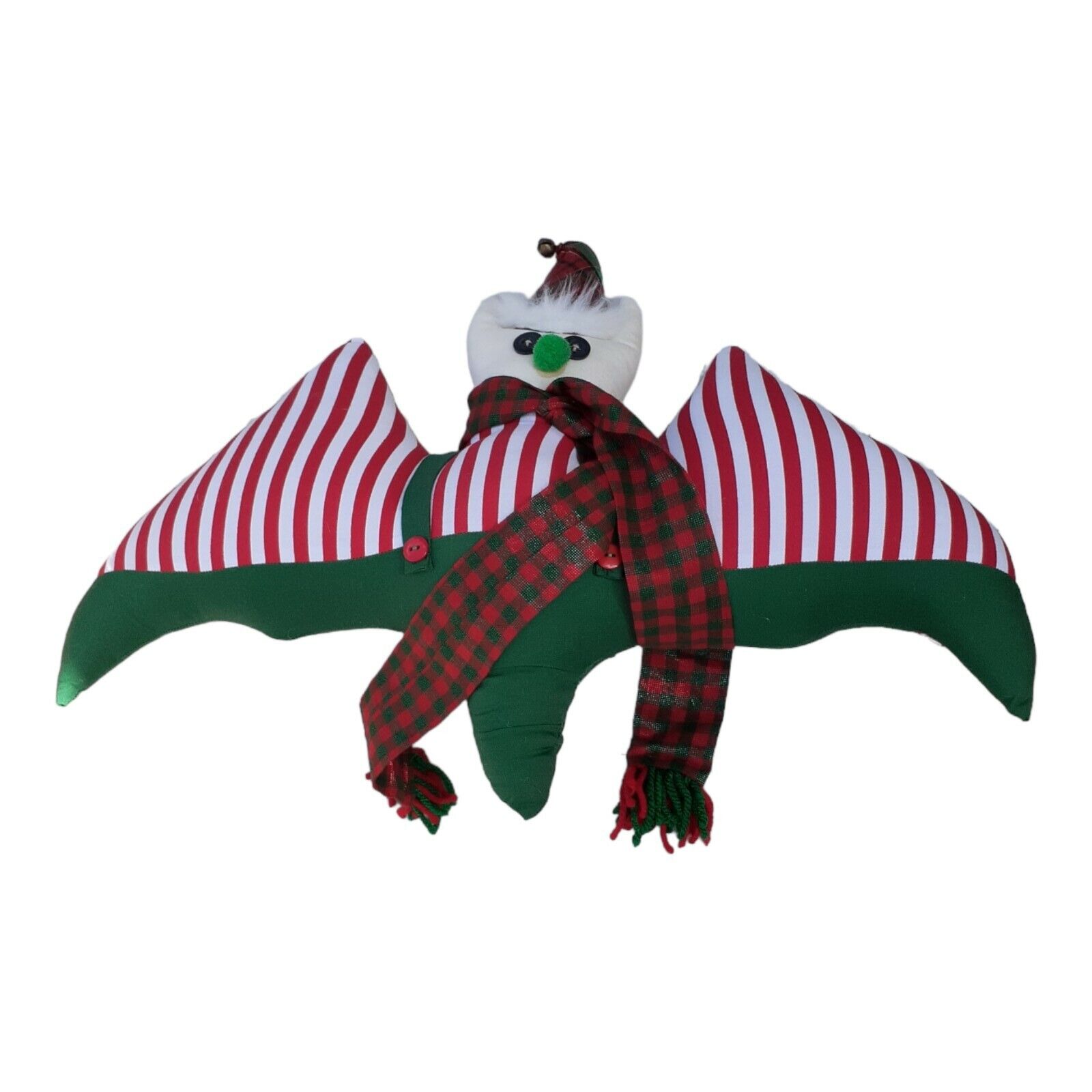 Occasional Bat Christmas Plush Artist Folk Art Unique Whimsical Stripes Large