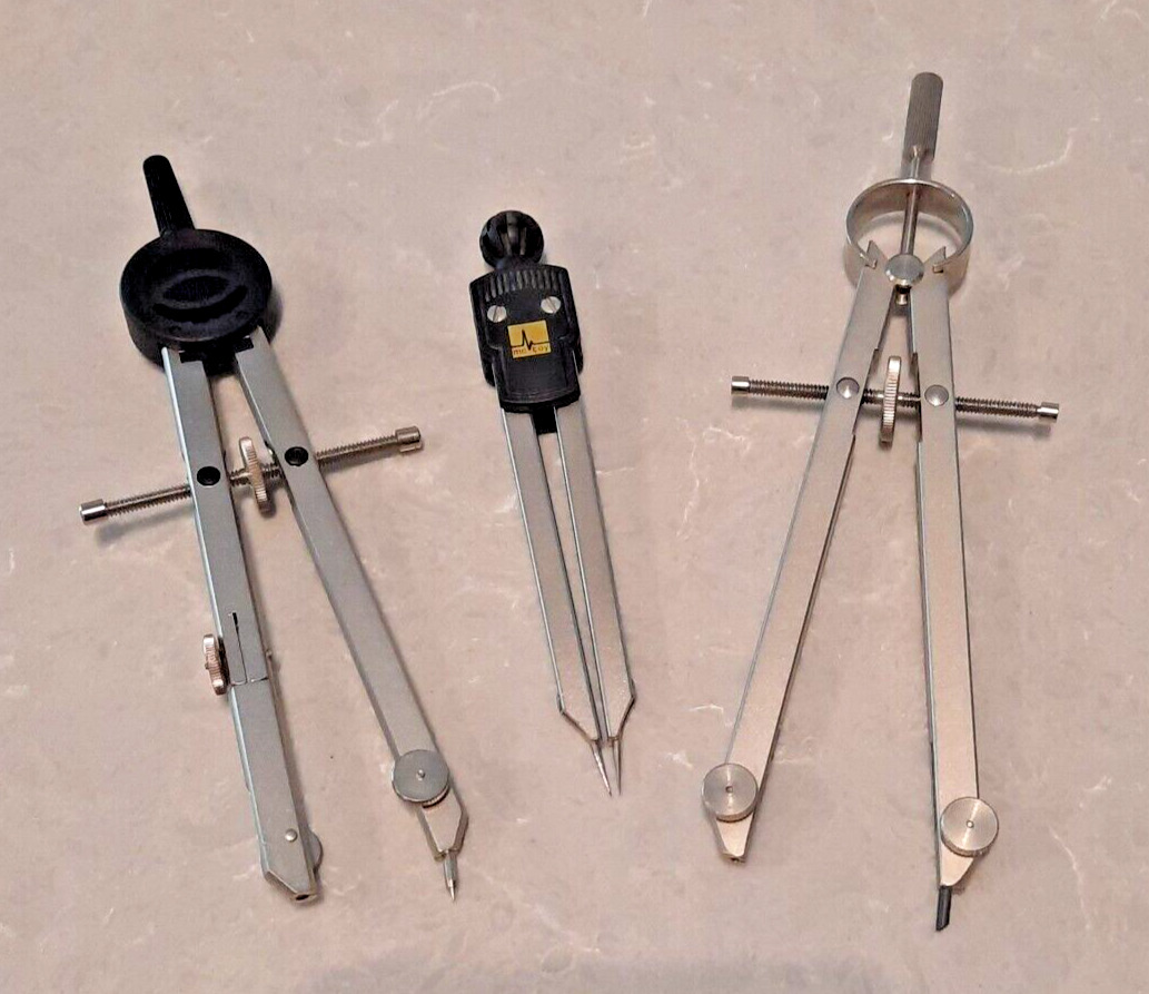 Vintage Professional Precision Drafting Tools Compass Set of 3 Made in Germany