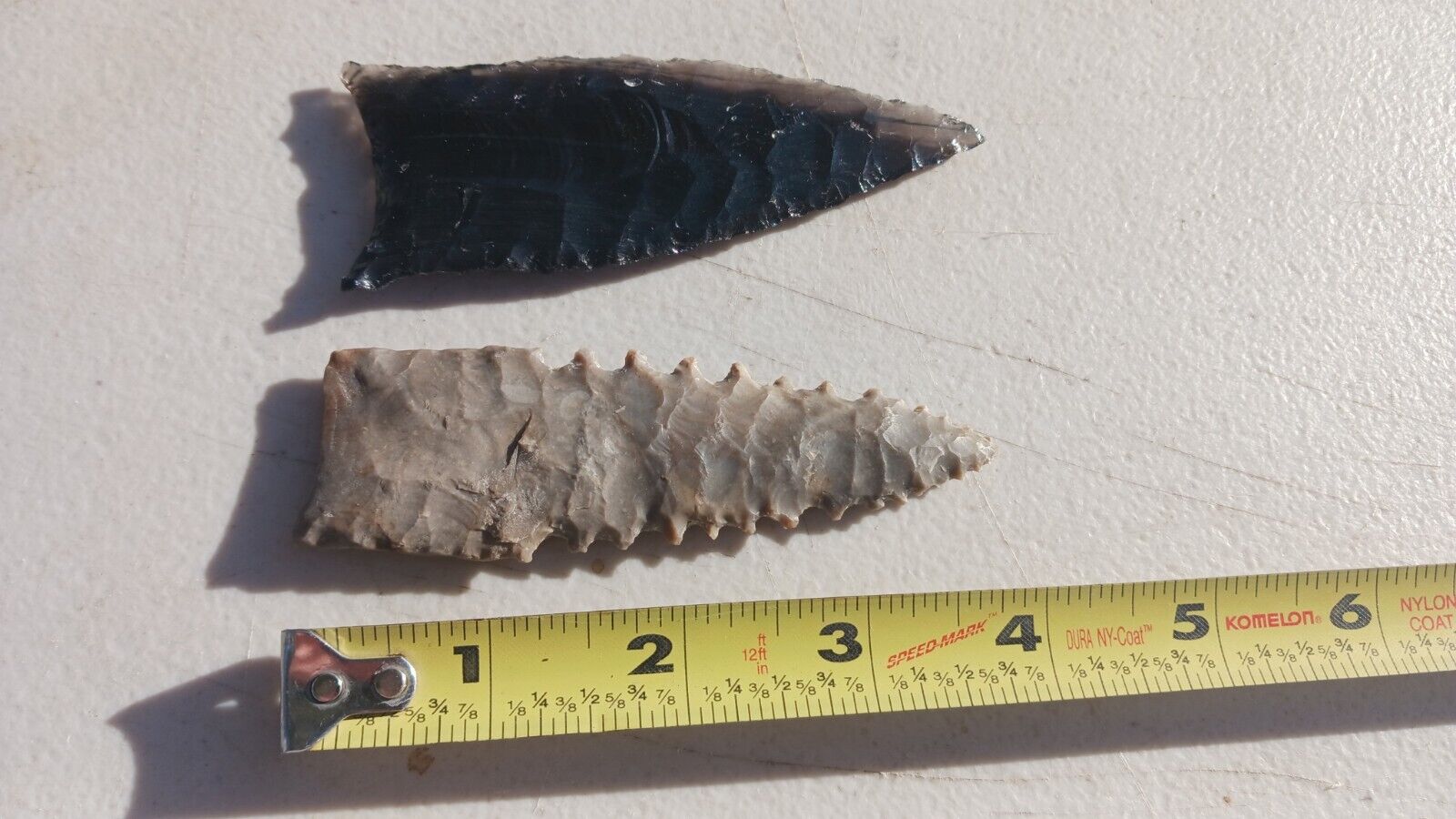 Two Large Paleo Style Knapped Points Arrowheads Fluted