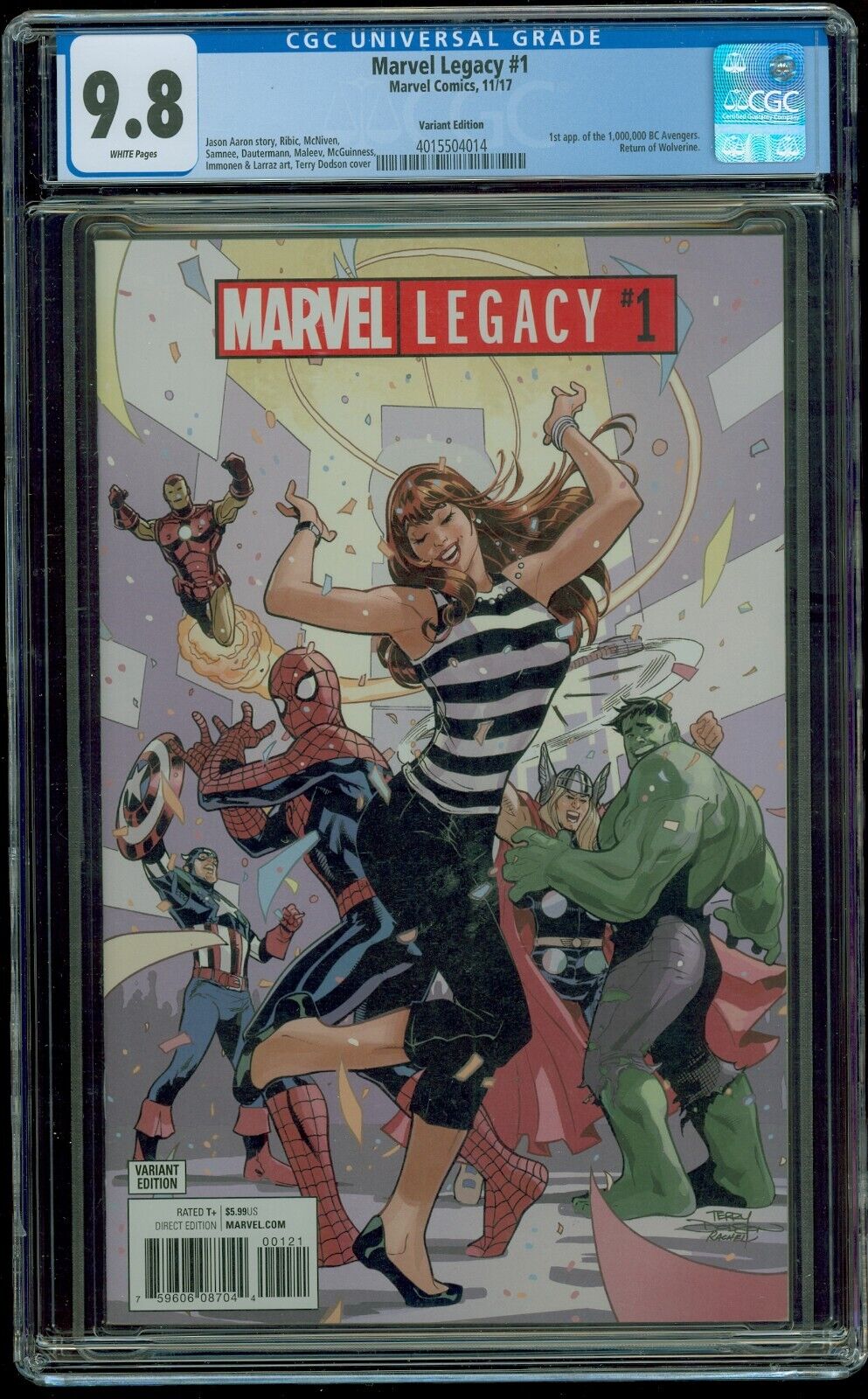 MARVEL LEGACY #1 (Marvel Comics 2017) DODSON Party Variant Cover CGC Graded 9.8