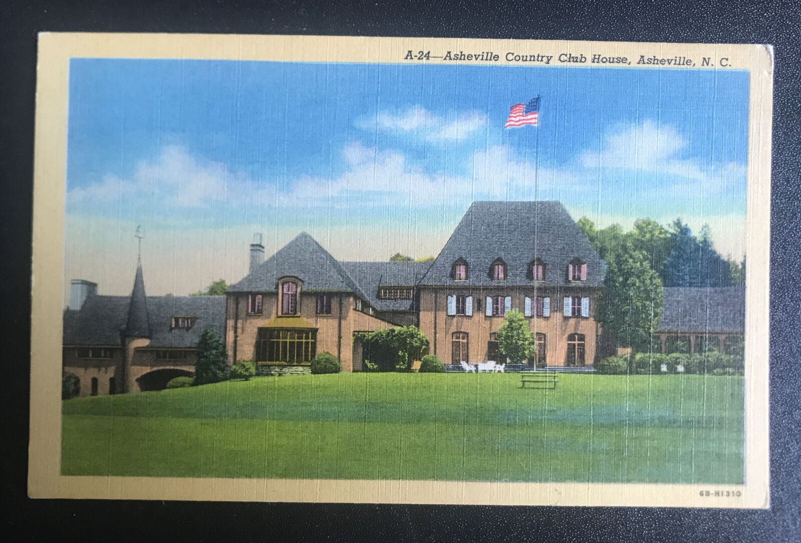 Asheville NC-North Carolina, Asheville Country Club House Linen Vintage Postcard