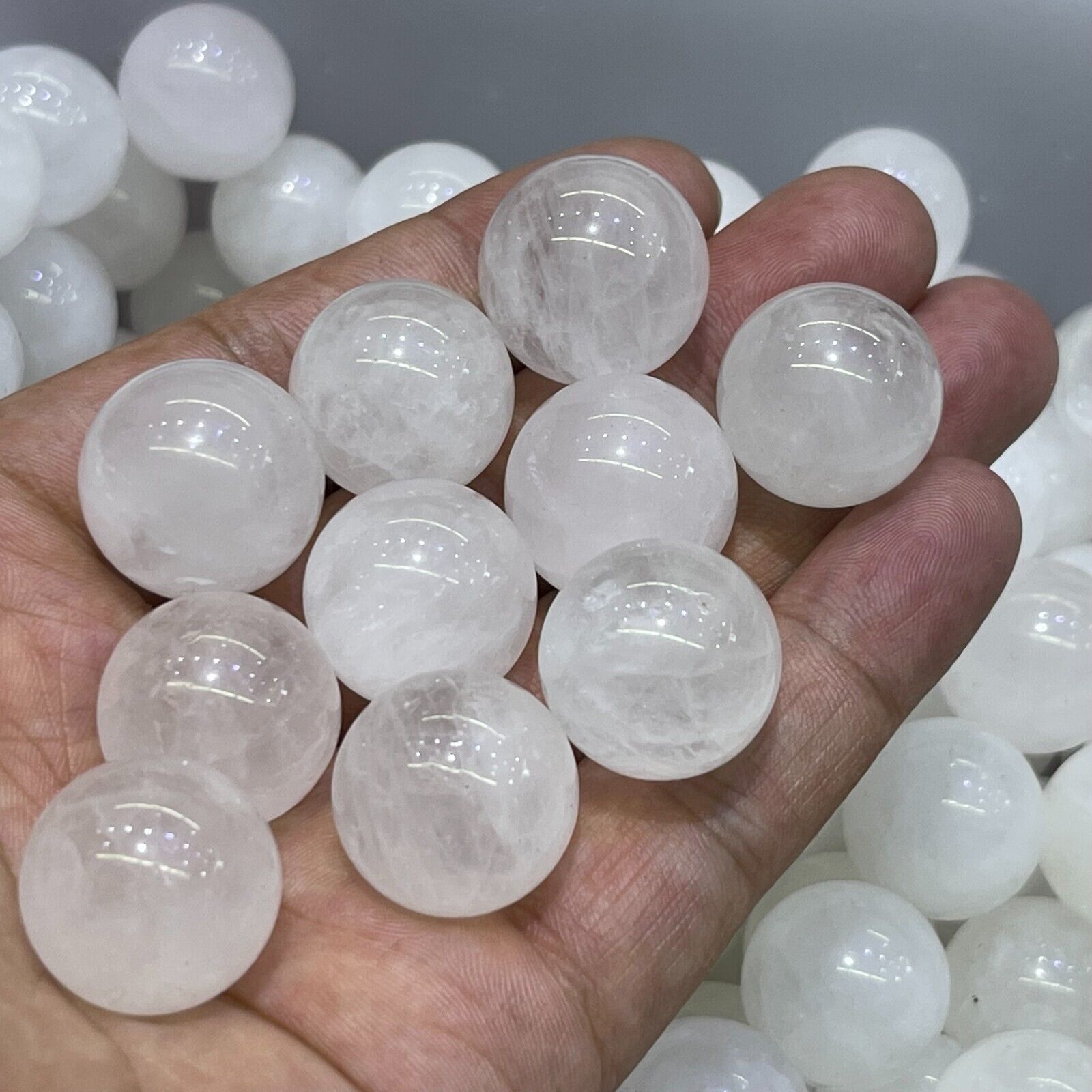 10pc Natural clear quartz ball carved crystal 20mm sphere gem reiki healing