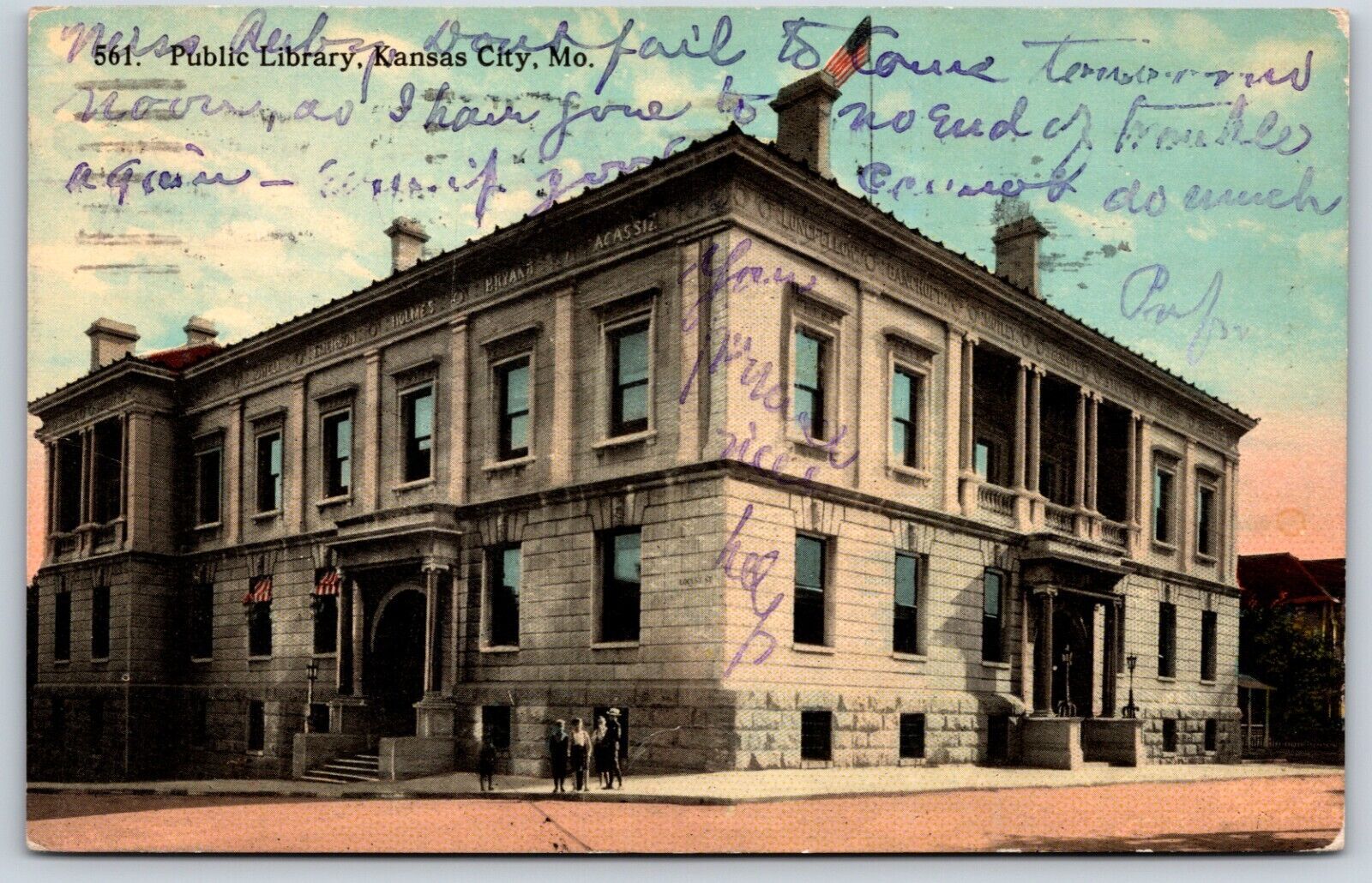 Postcard Public Library, Kansas City, Missouri Posted 1914