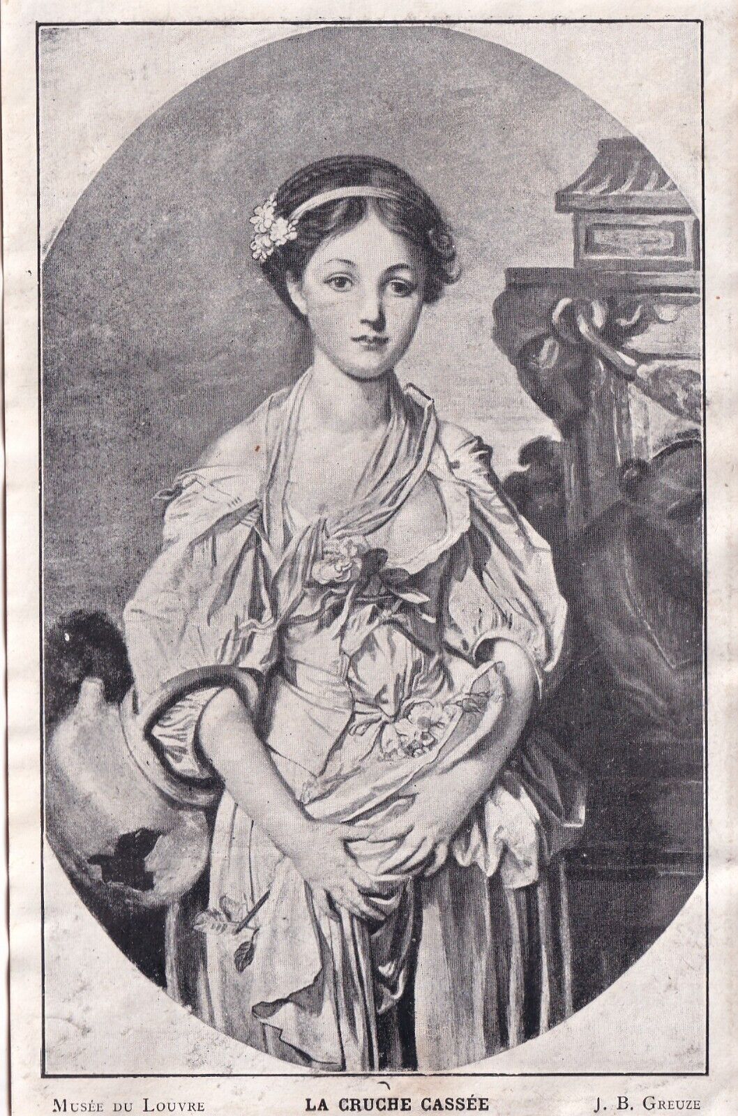 1800\'s  1900  French Victorian Black White Print -La  Cruche Cassee -Muse Louvre