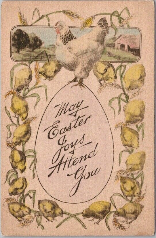 1910s Gibson EASTER Postcard Hen & Baby Chicks \