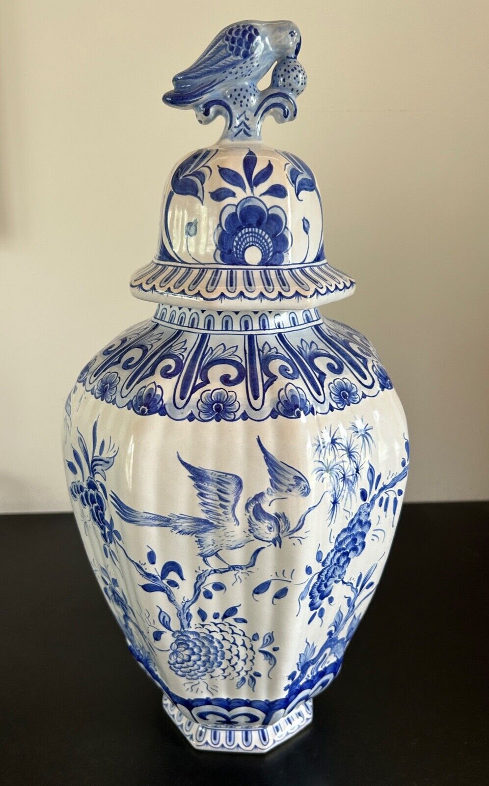 Blue & White French Delftware Ginger Jar Faienceries d\'Art de Malicorne 17.75”