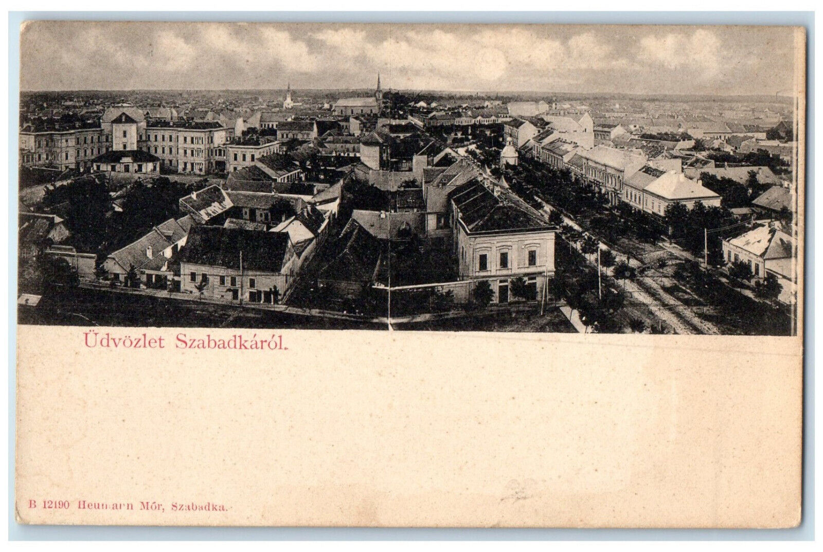c1940's General View Udvozlet Szabadkarol Hungary Antique Unposted Postcard