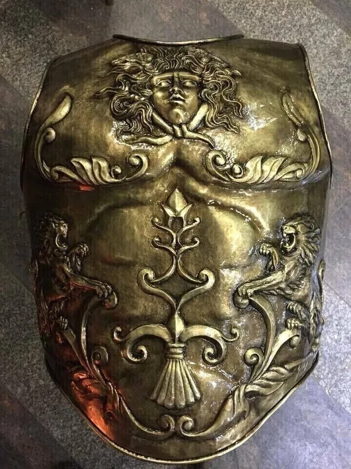18 Guage Brass Medieval Armor Roman Lion Cuirass Reenactment Knight Breastplate
