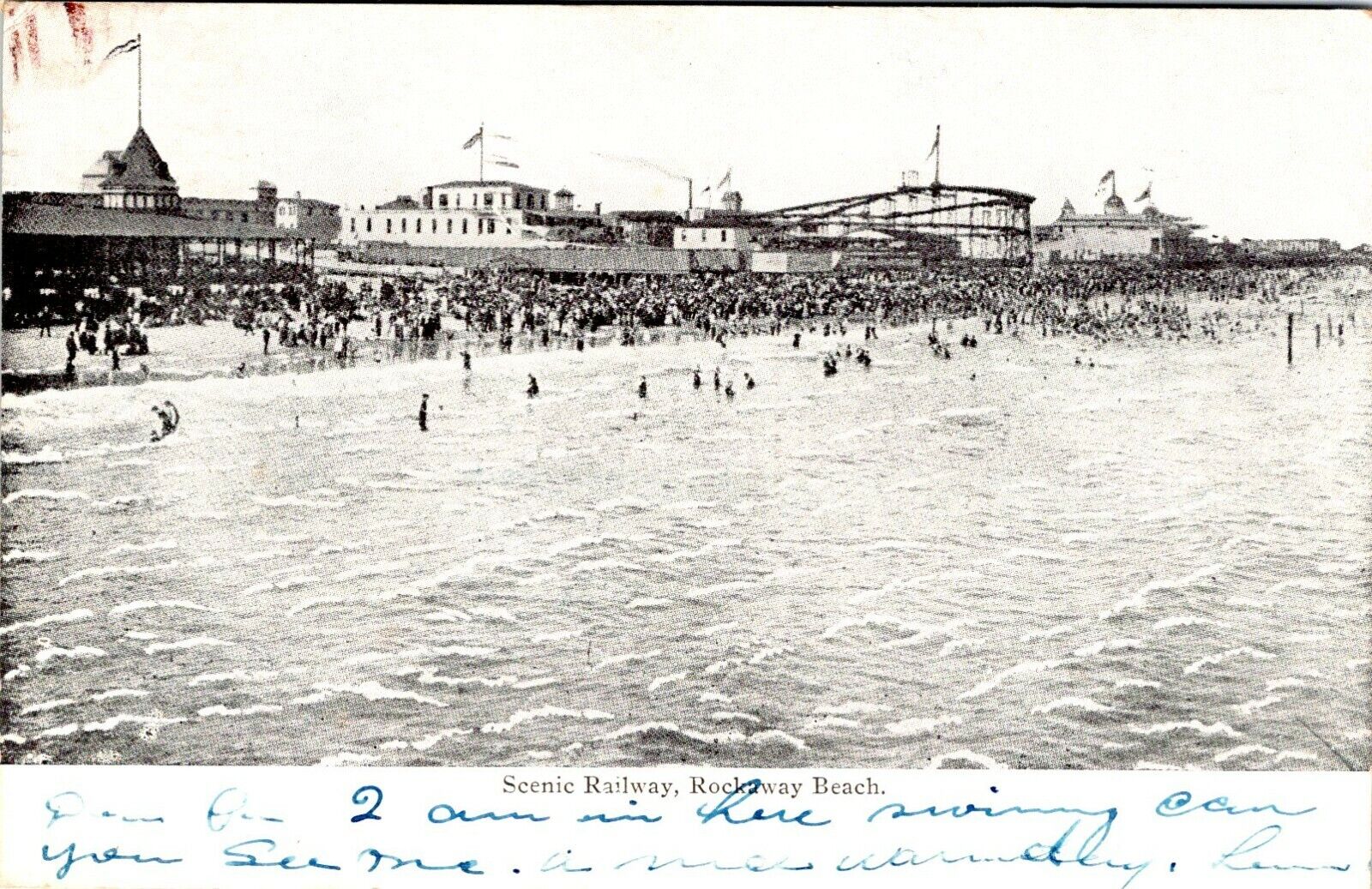 Scenic Railway Rockaway Beach New York Posted Divided Back Vintage Postcard