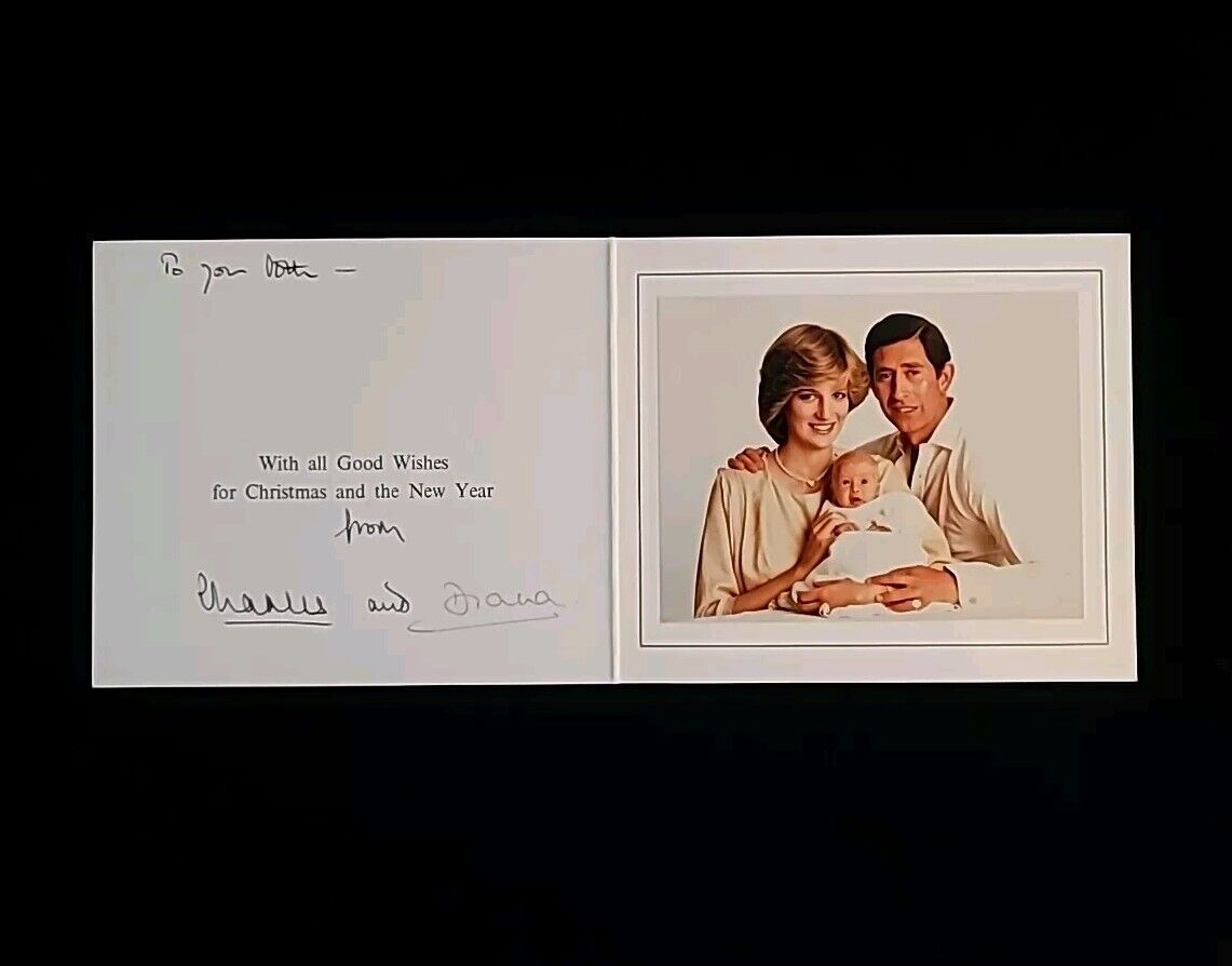 1982 Princess Diana Signed Card King Charles III Prince Wales Document Royalty 