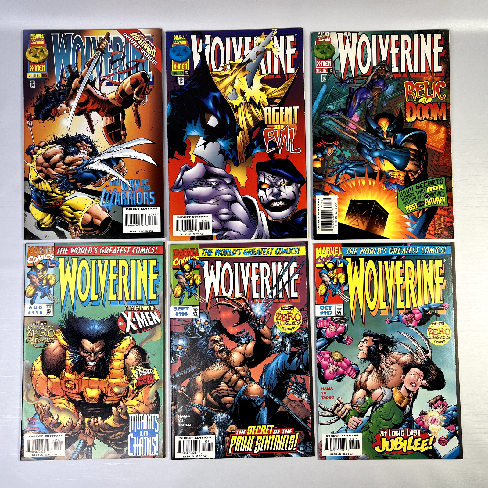 WOLVERINE Vol. 2 #103, 112, 113, 115-117 Lot of 6 High Grade Marvel Comics