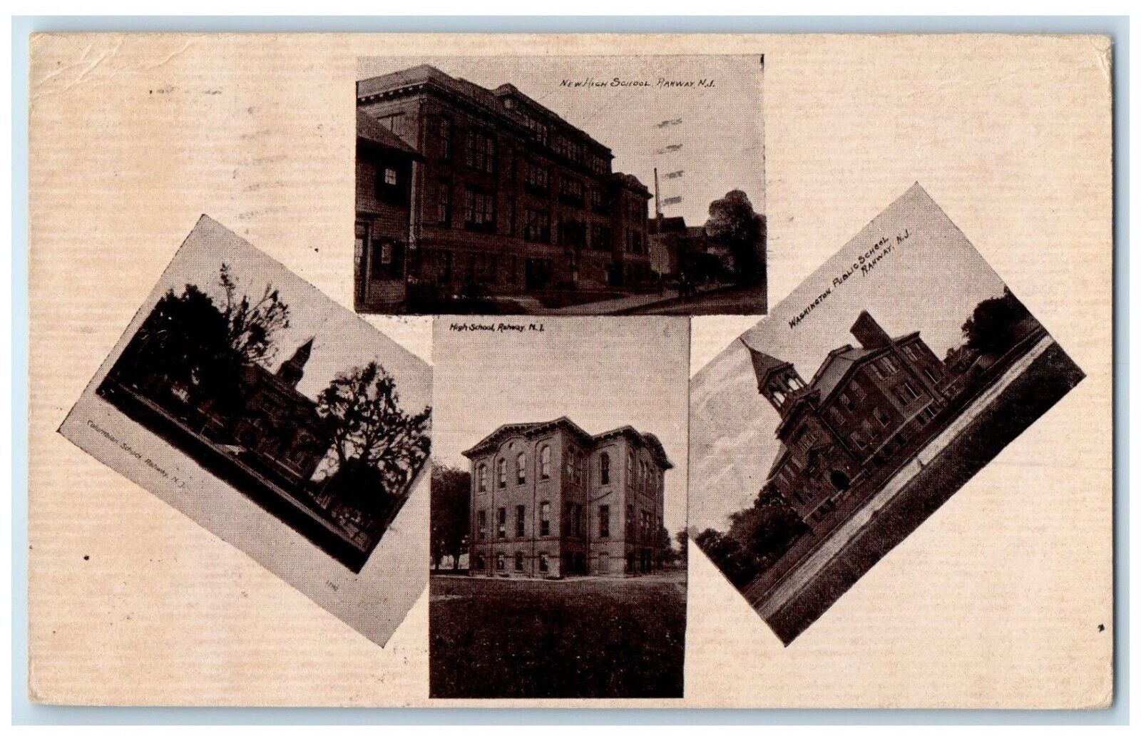 1912 Multiview Exterior Building Rahway New Jersey NJ Vintage Antique Postcard