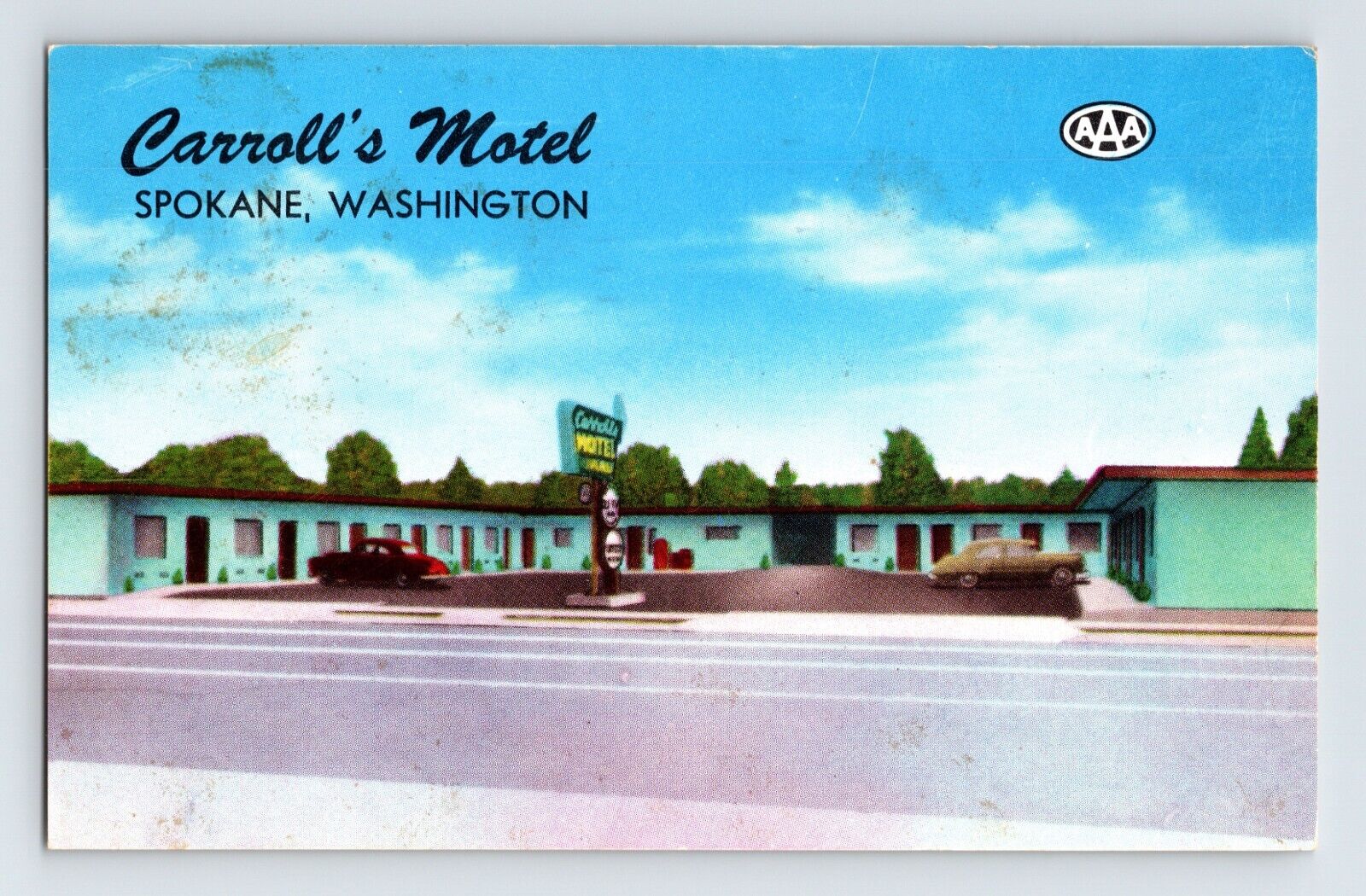Postcard Washington Spokane WA Carroll's Motel 1958 Posted Chrome