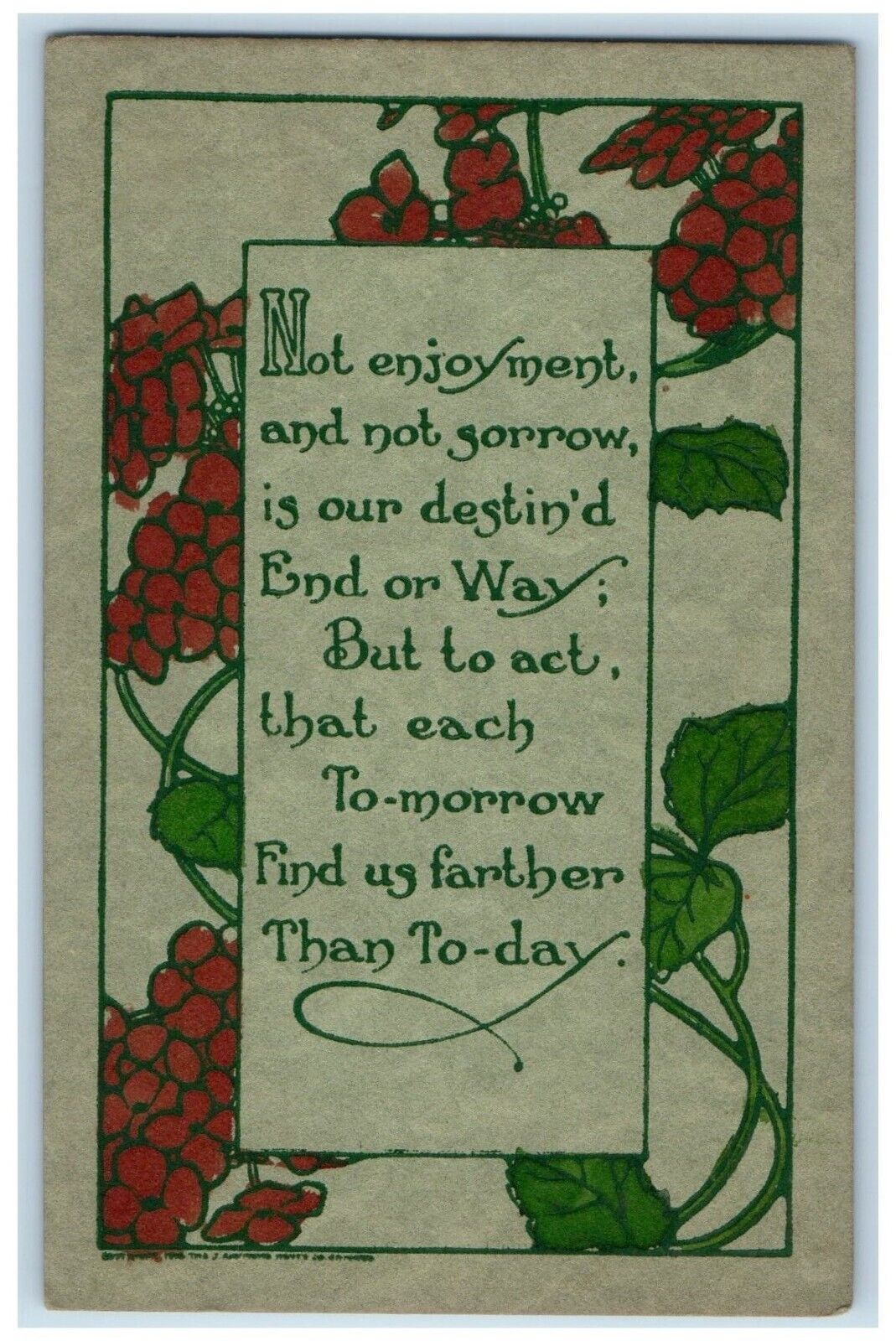 c1910's Raymond Howe Motto In Life Arts Crafts Unposted Antique Postcard