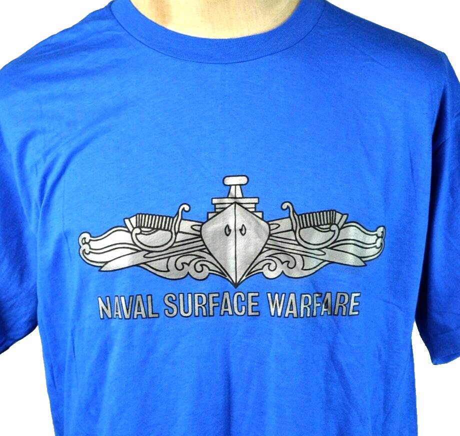 Naval Surface Warfare Vintage NAVSEA T-shirt sz XL / Large Fit 45 x 30 Navy USA