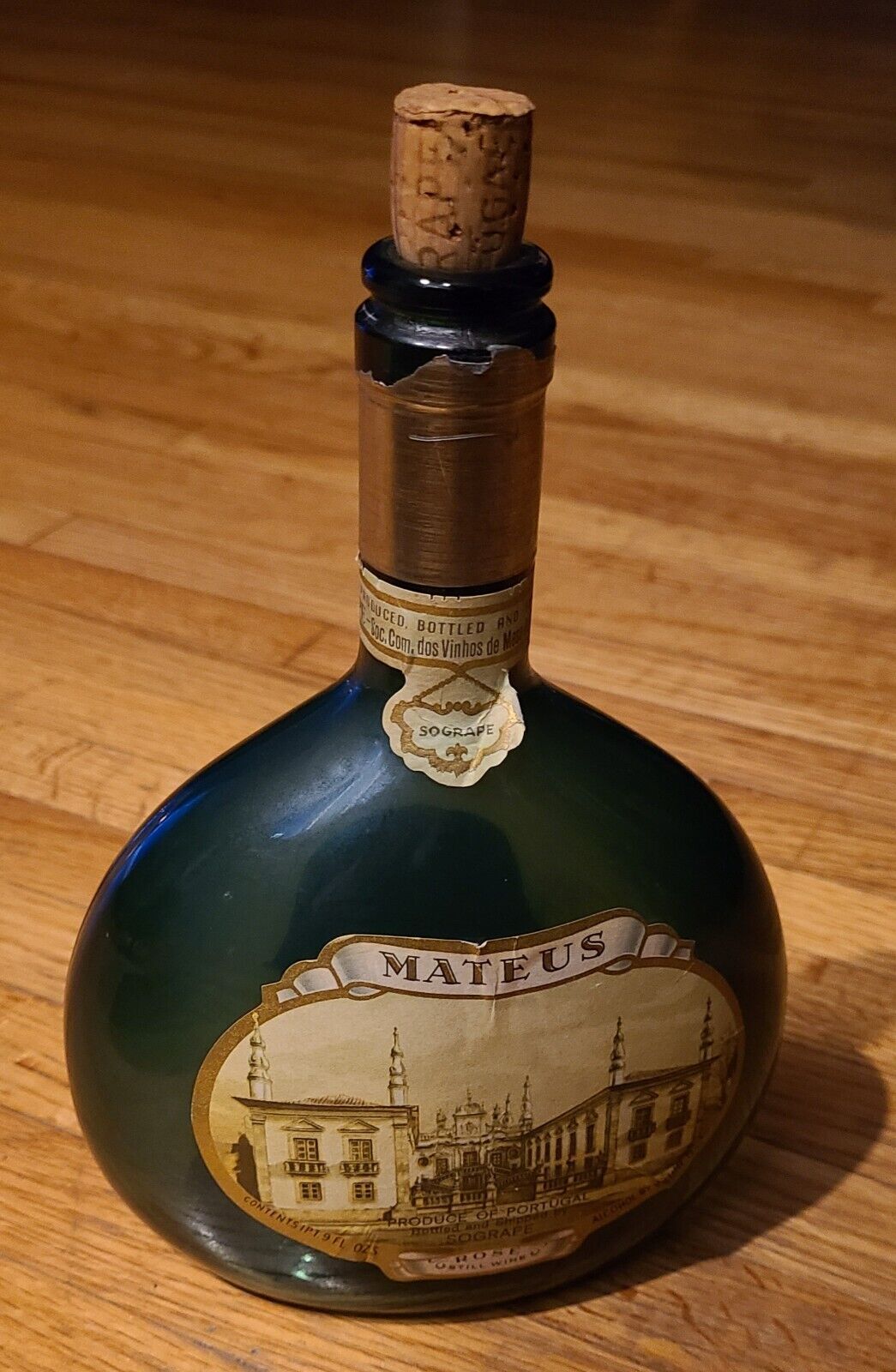 Vintage Green Mateus Rose Portugal Sogrape Empty Wine Bottle 1 PT 9 FL OZS