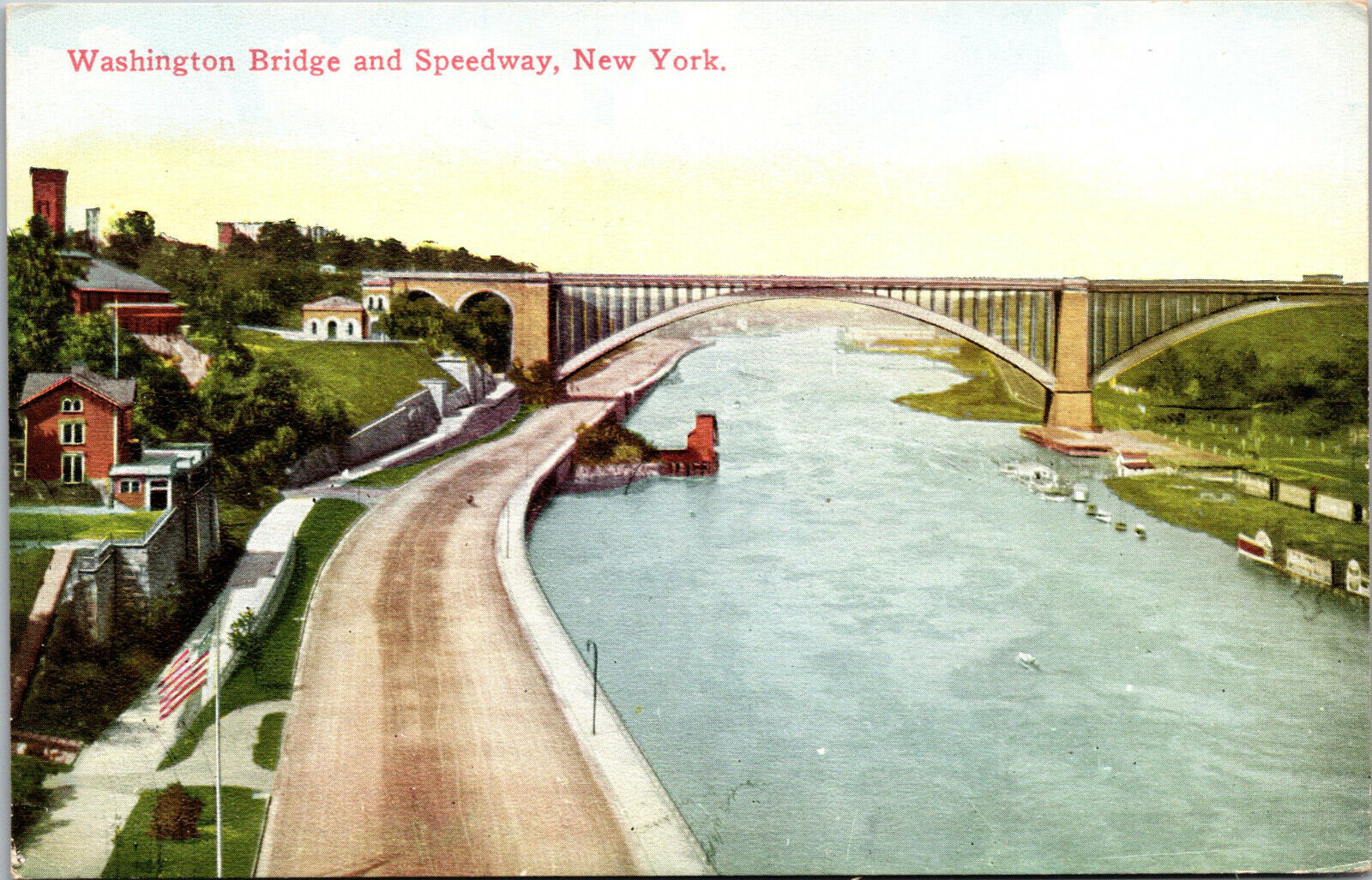 Vtg 1910s Washington Bridge and Speedway New York NY Unused Postcard