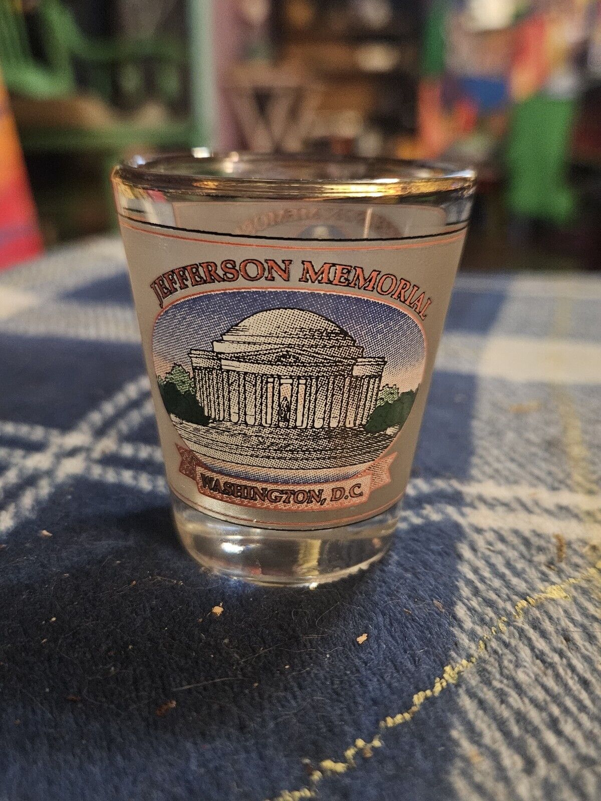 Jefferson Memorial - Washington D.C. - Frosted W/ Gold Rim Shot Glass Shotglass