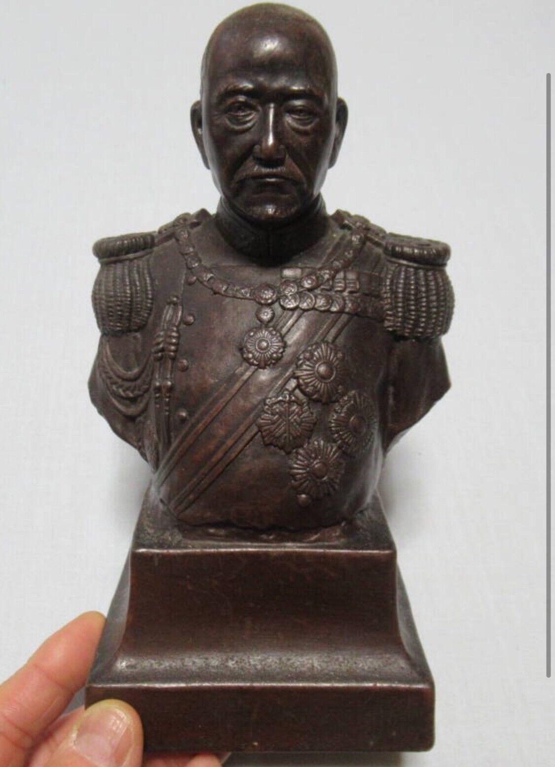 Antique Imperial Japanese Navy 'Nelson of the East' Bizen Ware Togo Statue