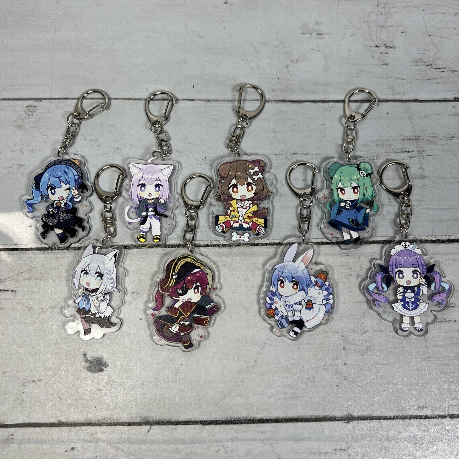 Lot Of 8 Hololive Vtuber Acrylic Keychain Cute Japanese Anime Cartoon Keys Clip