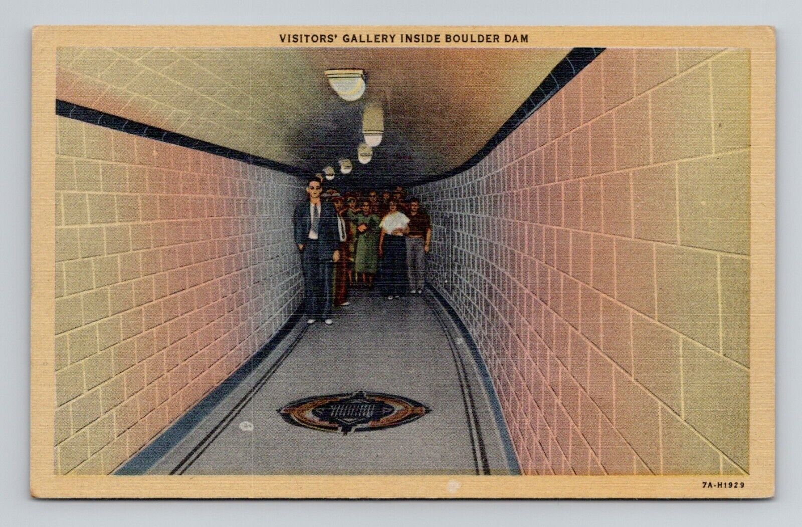 Postcard Visitor's Gallery Boulder Hoover Dam Nevada, Vintage Linen M10