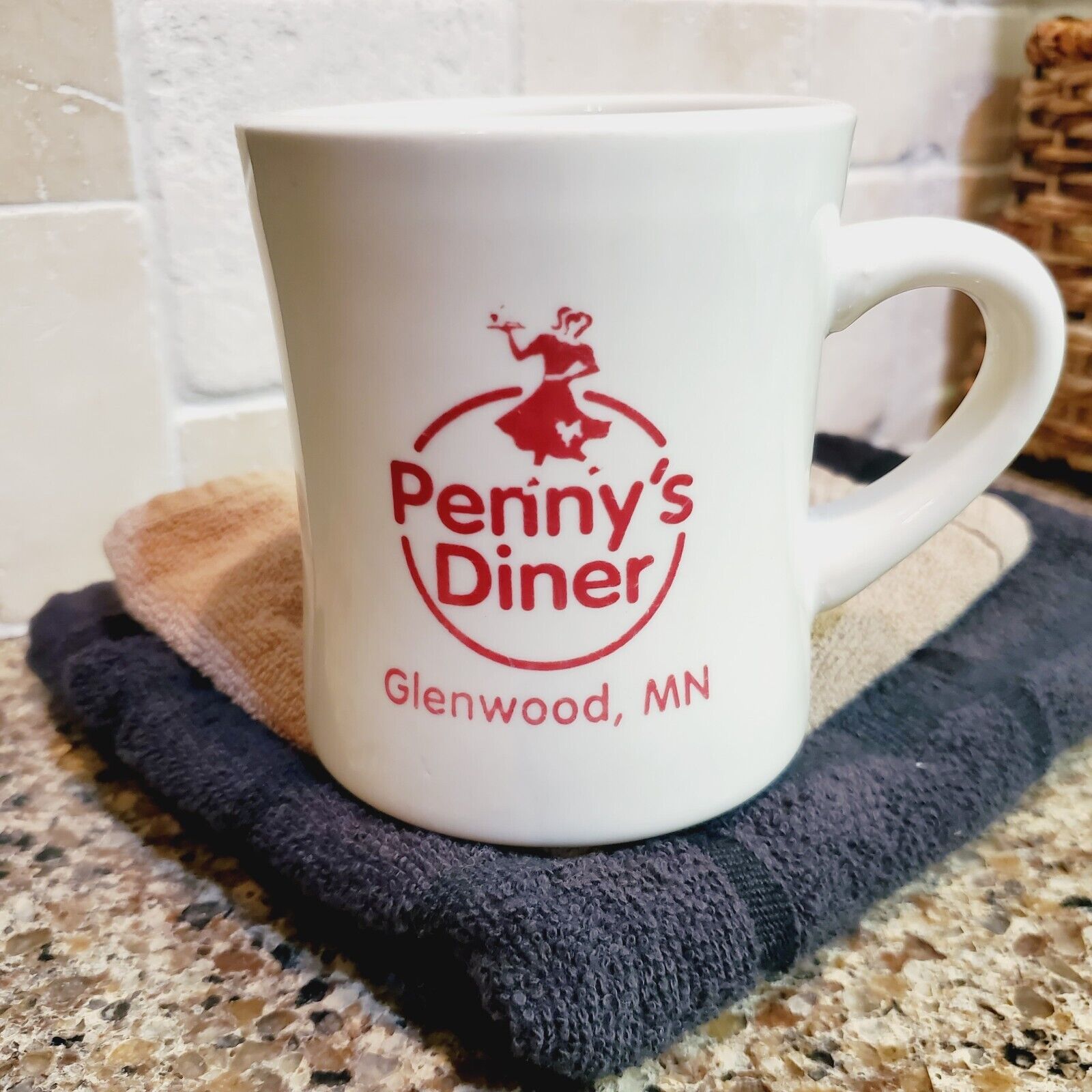 Penny’s Diner Coffee Mug Cup Glenwood Minnesota Ceramic Restaurant M Ware 10 oz