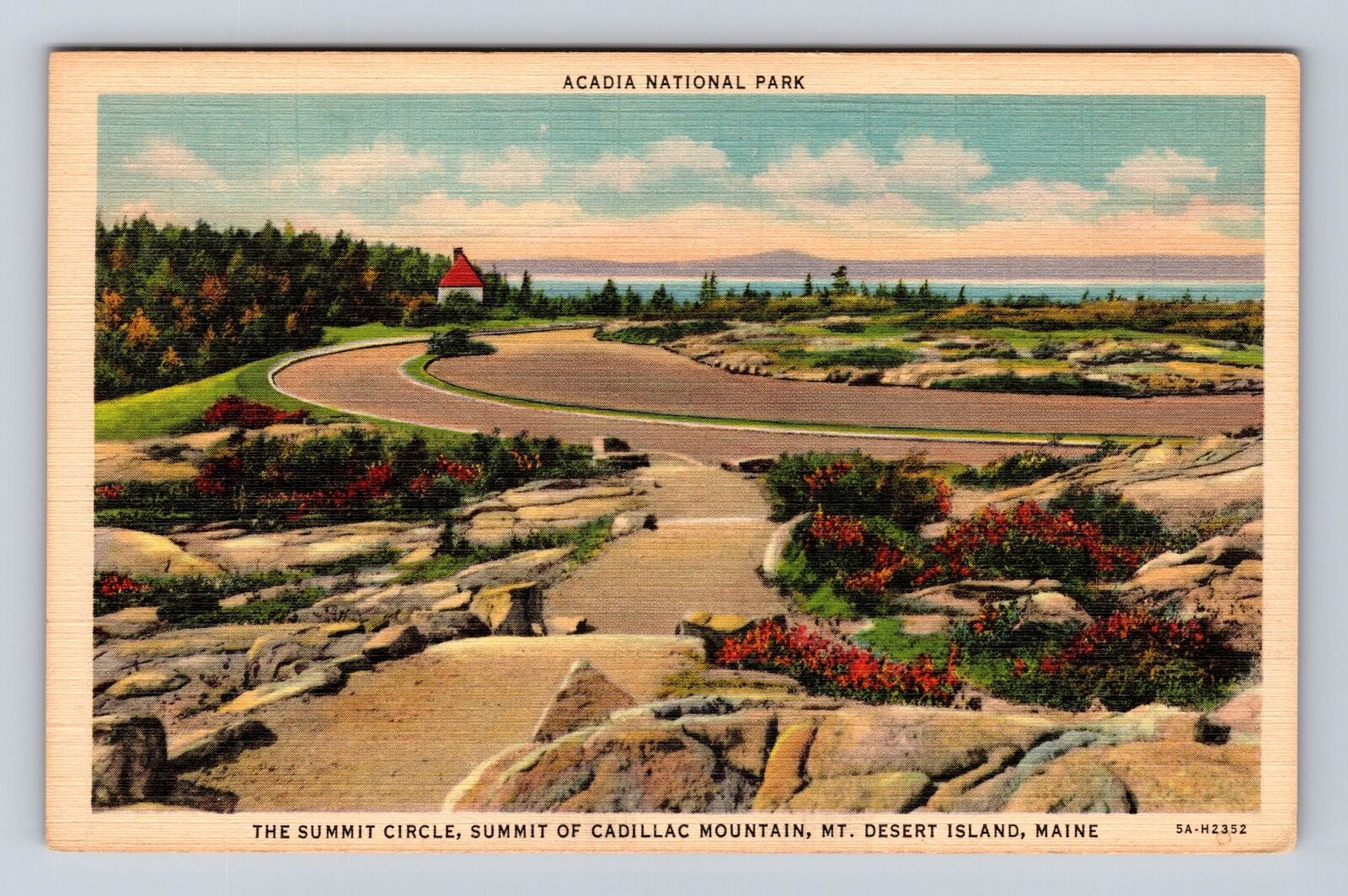 Acadia National Park, the Summit Circle, Antique Vintage Souvenir Postcard