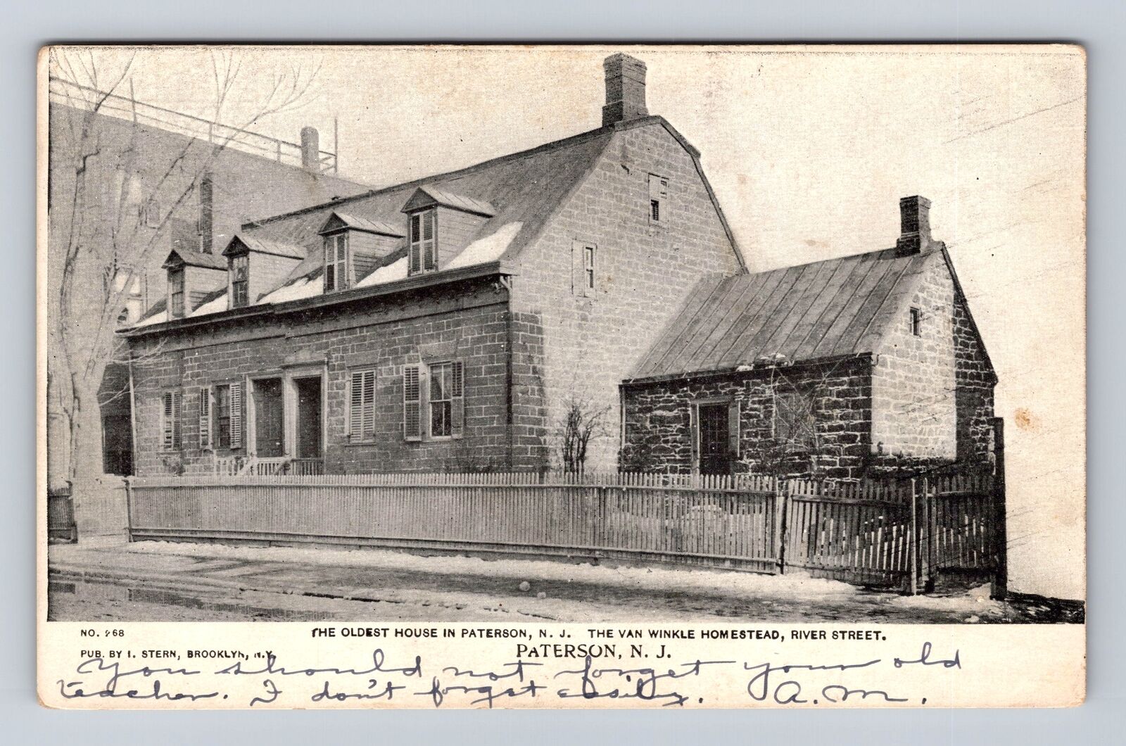 Paterson NJ-New Jersey, The Oldest House, Van Winkle, Antique Vintage Postcard