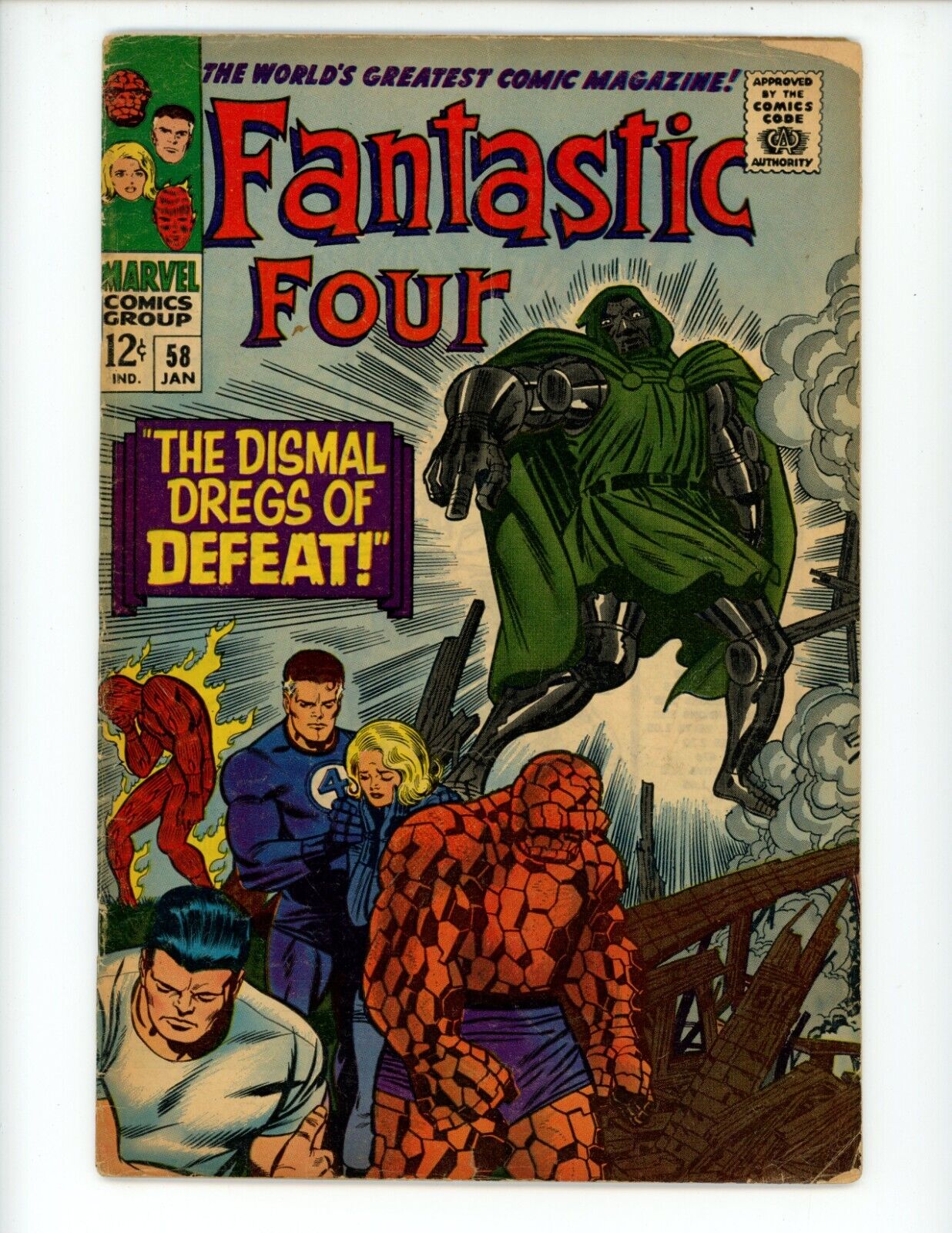 Fantastic Four #58 Comic Book 1966 VG- Jack Kirby Marvel Dr Doom Comics