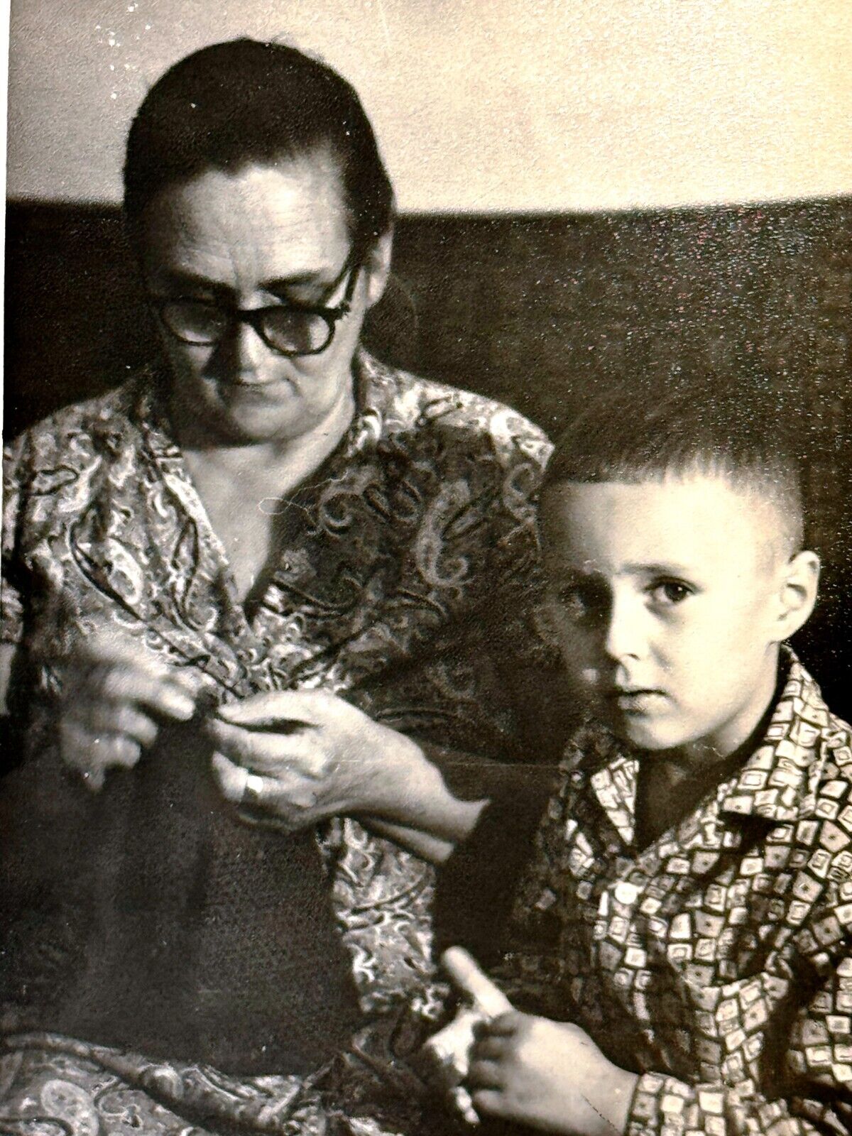 1960s Vintage Photo Grandmother and Little Boy ORIGINAL Snapshot