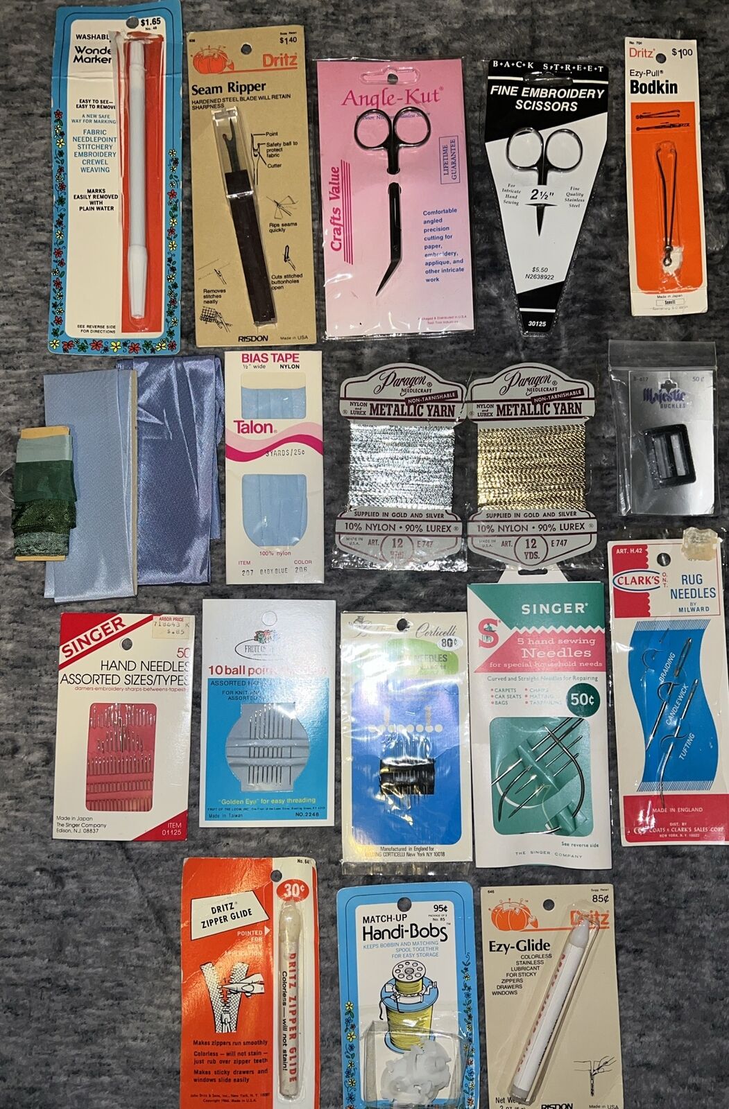 VINTAGE LOT 20 Sewing Tools Needles Dritz EZY Angle Cut Embroidery Scissors Yarn