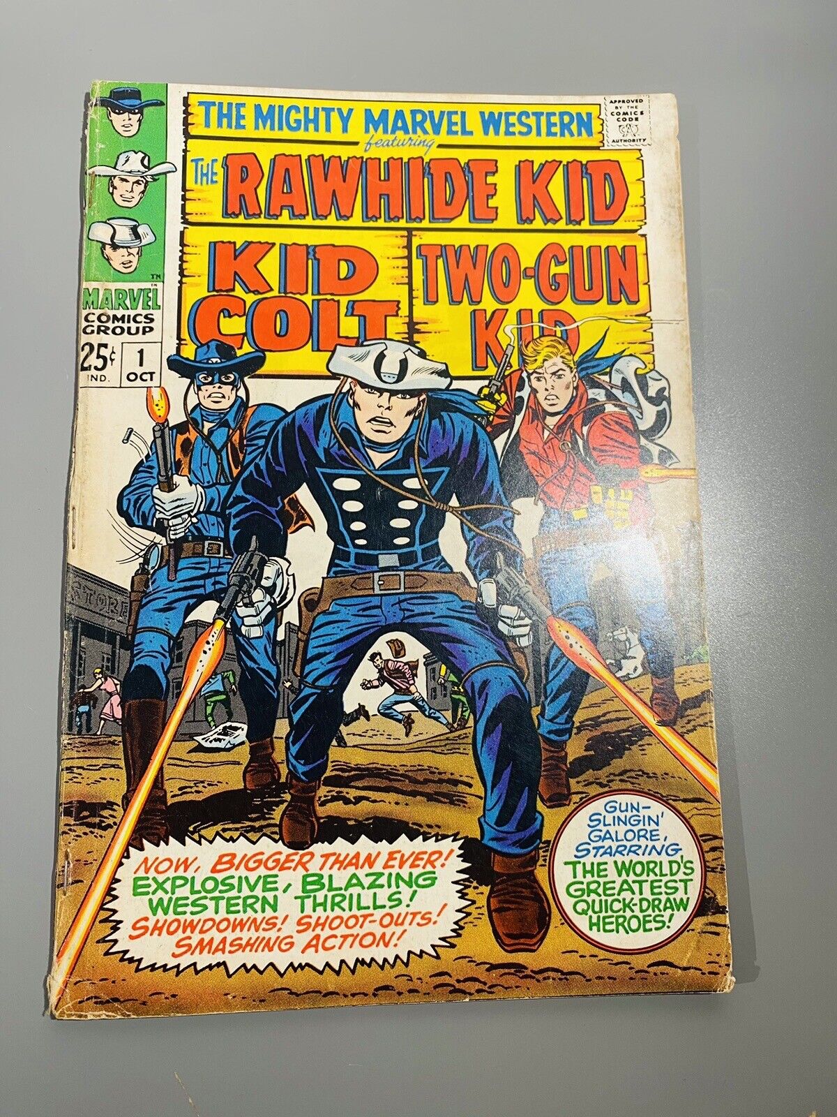 MIGHTY MARVEL WESTERN # 1 OCT 1968, RAWHIDE KID KID COLT TWO-GUN KID KIRBY