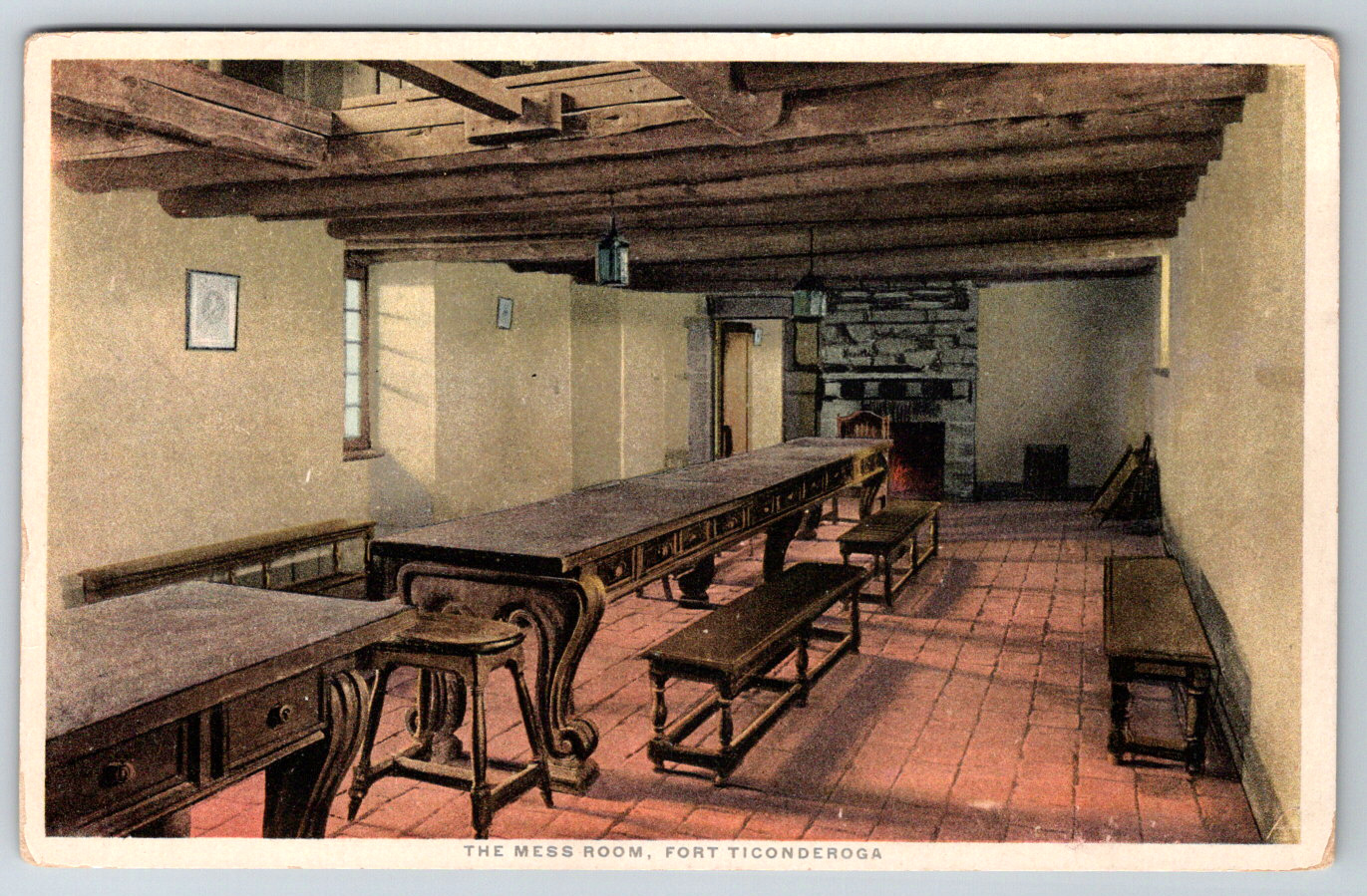c1920s Mess Room Fort Ticonderoga Interior Antique Postcard