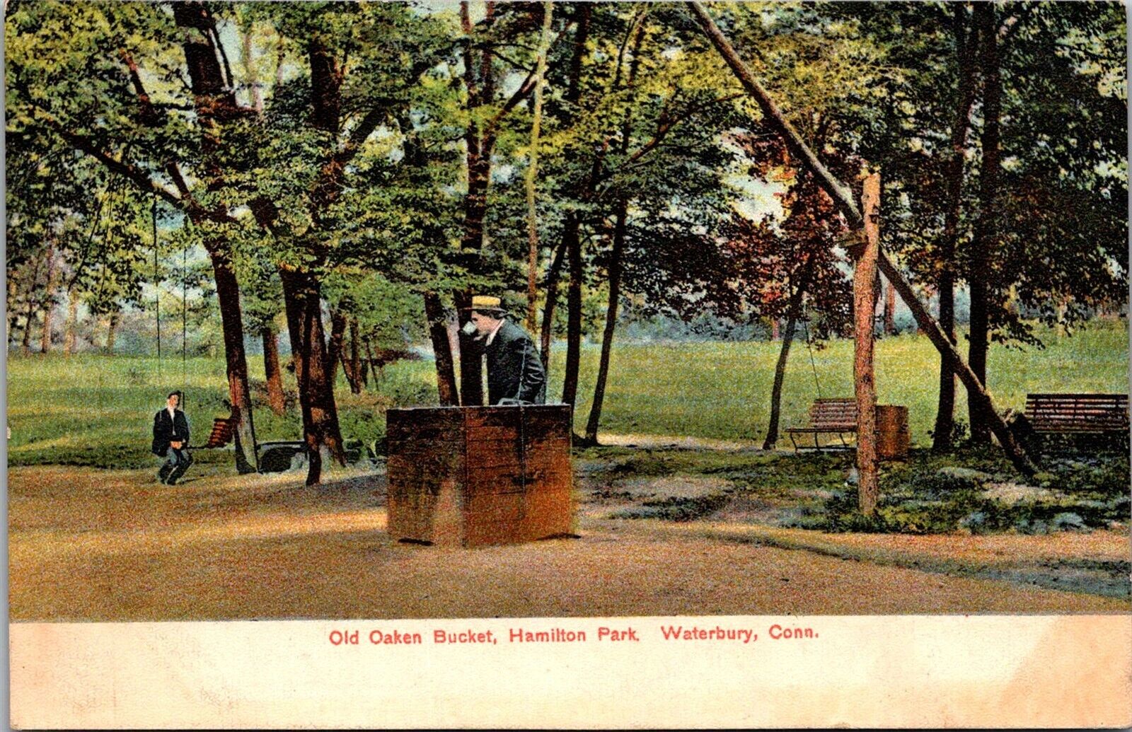 Old Oaken Bucket, Hamilton Park Waterbury CT Vintage Postcard Q50