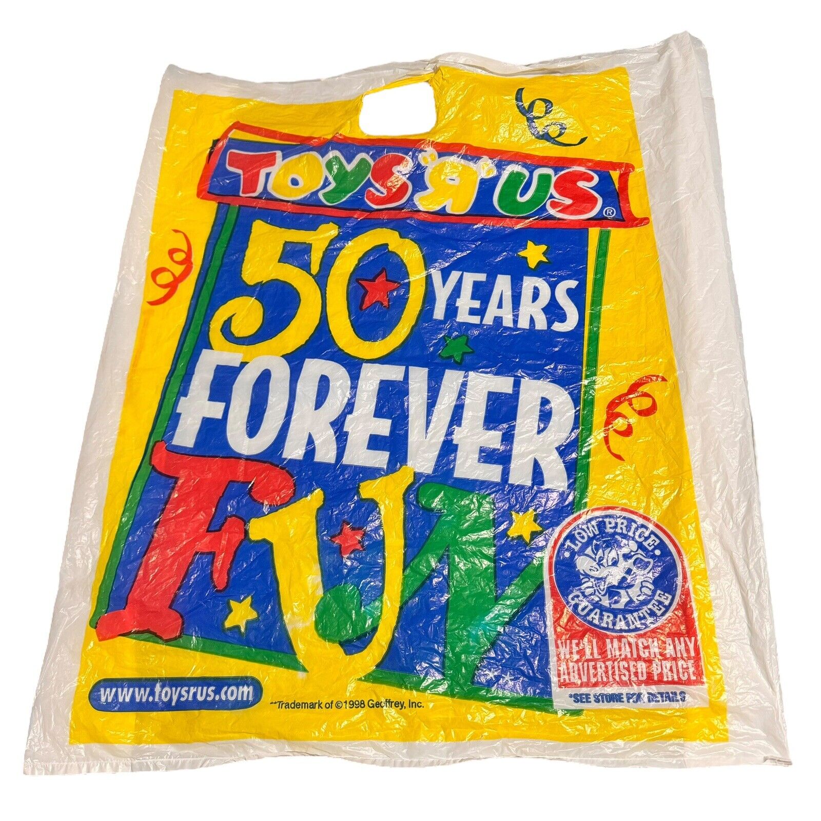 Toys R Us Vintage 24x29 Plastic Bag 50th Anniversary 1998 90s